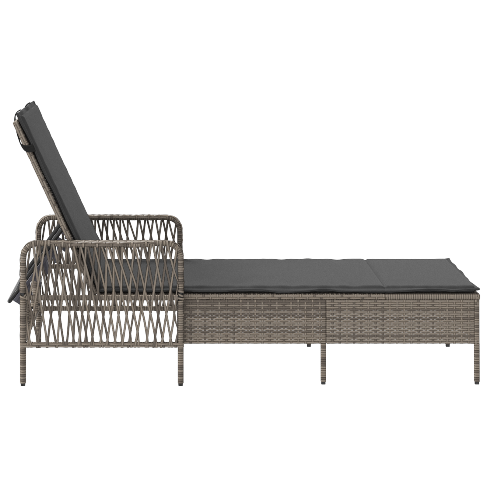Sonnenliege Grau und Dunkelgrau PE Rattan 157 x 55 x 92 cm - Gartenmöbel - Your Garden Eden