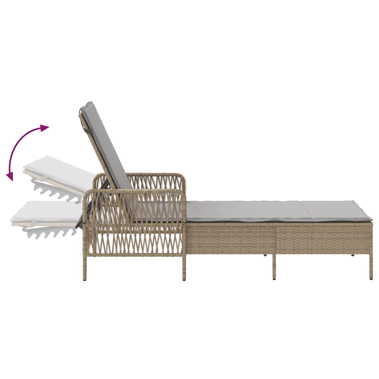 Sonnenliege Beige und Hellgrau PE Rattan 157 x 55 x 92 cm Faltbar - Gartenmöbel - Your Garden Eden
