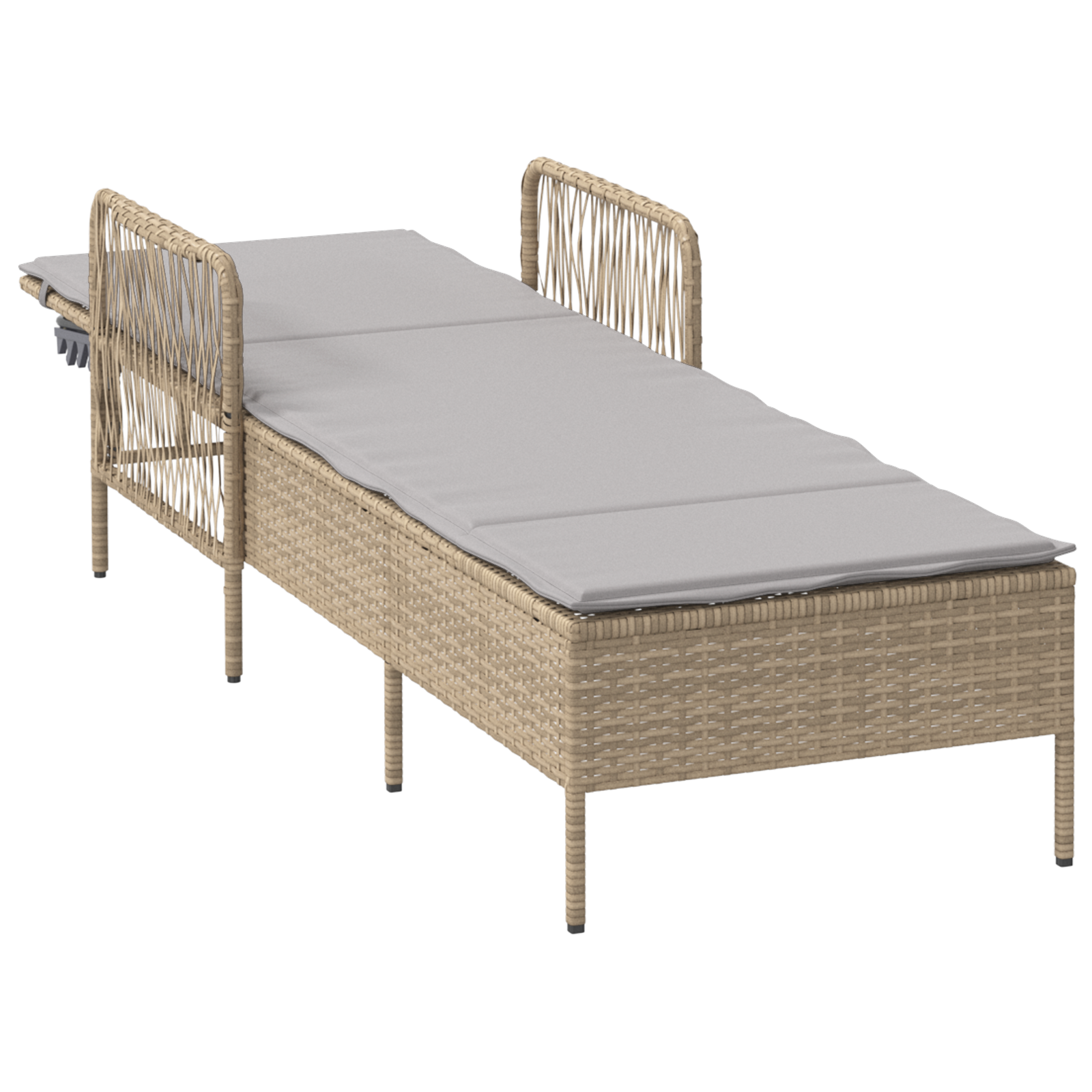 Sonnenliege Beige und Hellgrau PE Rattan 157 x 55 x 92 cm Faltbar - Gartenmöbel - Your Garden Eden