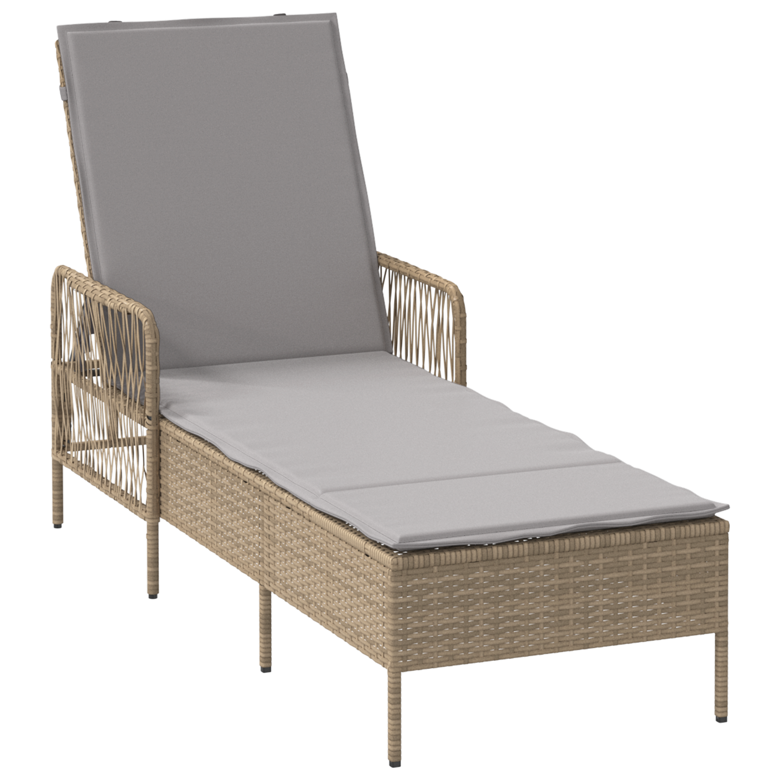Sonnenliege Beige und Hellgrau PE Rattan 157 x 55 x 92 cm Faltbar - Gartenmöbel - Your Garden Eden