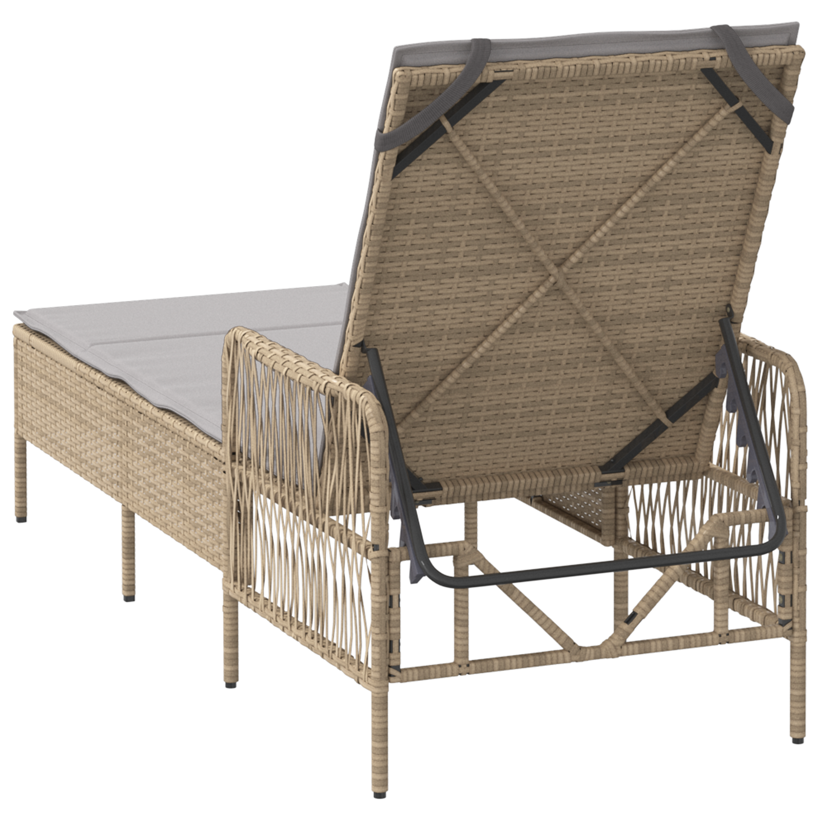 Sonnenliege Beige und Hellgrau PE Rattan 157 x 55 x 92 cm Faltbar - Gartenmöbel - Your Garden Eden