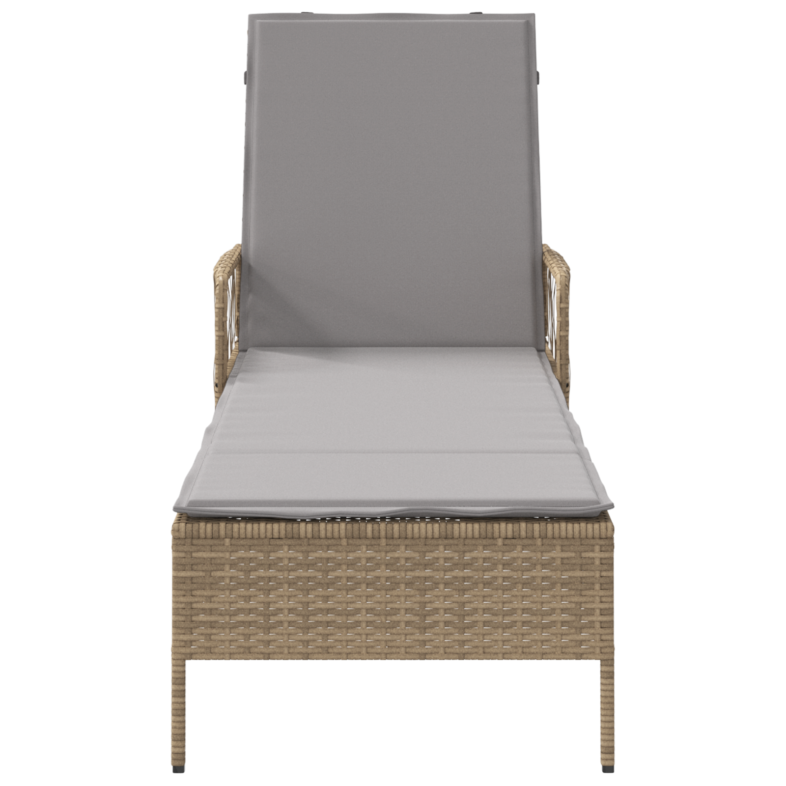 Sonnenliege Beige und Hellgrau PE Rattan 157 x 55 x 92 cm Faltbar - Gartenmöbel - Your Garden Eden