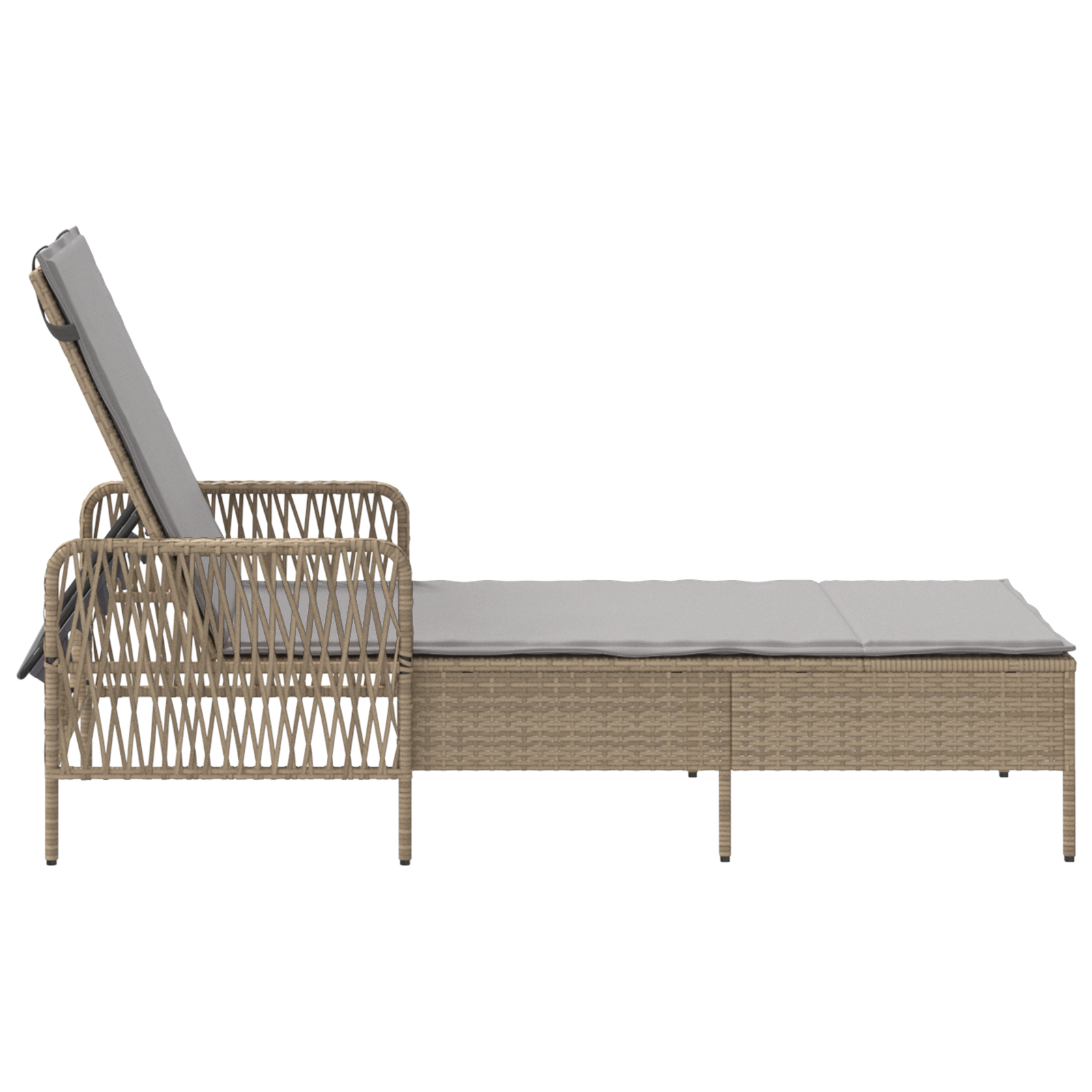 Sonnenliege Beige und Hellgrau PE Rattan 157 x 55 x 92 cm Faltbar - Gartenmöbel - Your Garden Eden