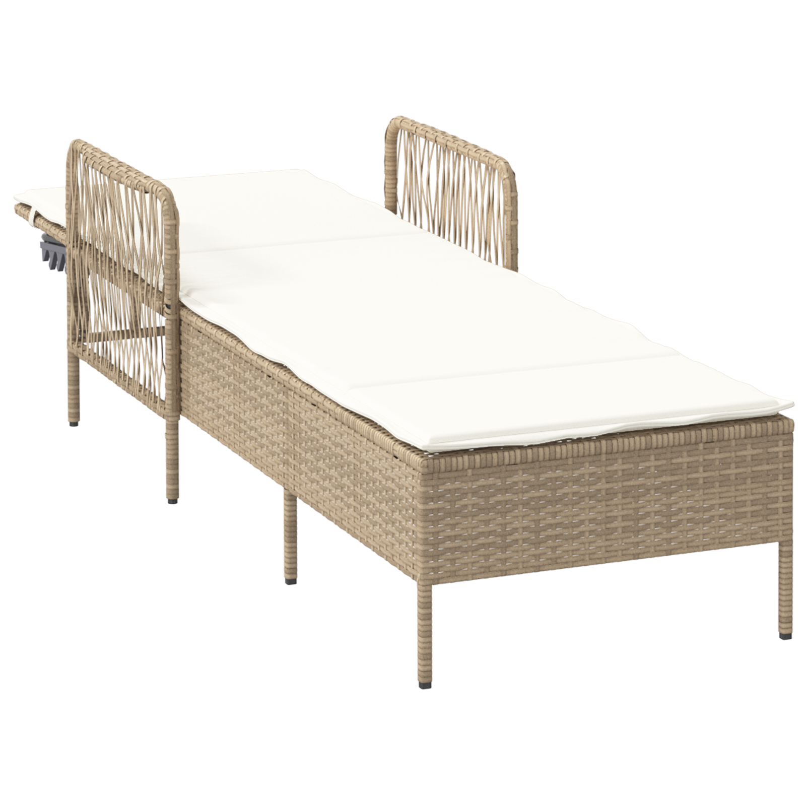 Sonnenliege Beige und cremeweiß PE Rattan 157 x 55 x 92 cm - Gartenmöbel - Your Garden Eden