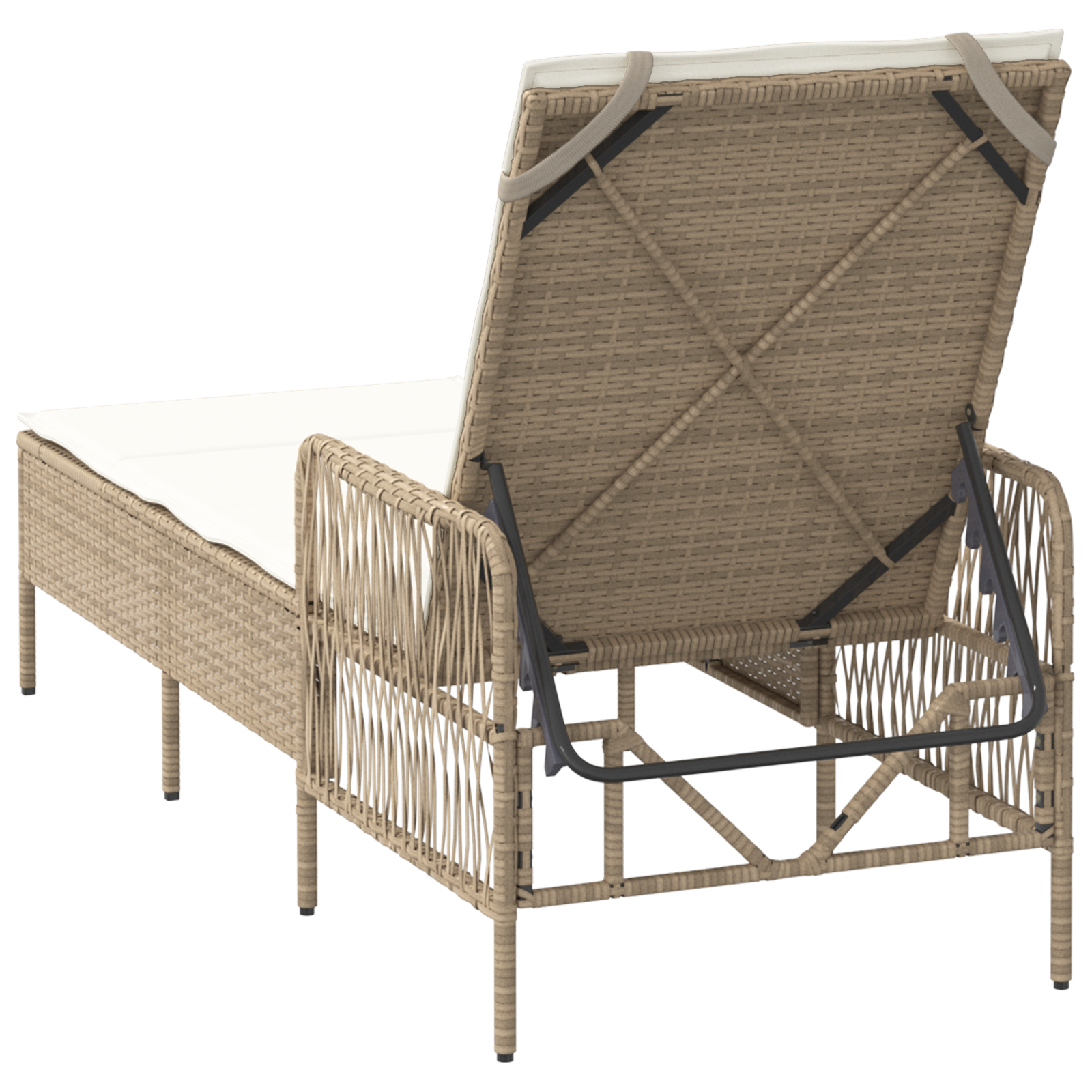 Sonnenliege Beige und cremeweiß PE Rattan 157 x 55 x 92 cm - Gartenmöbel - Your Garden Eden