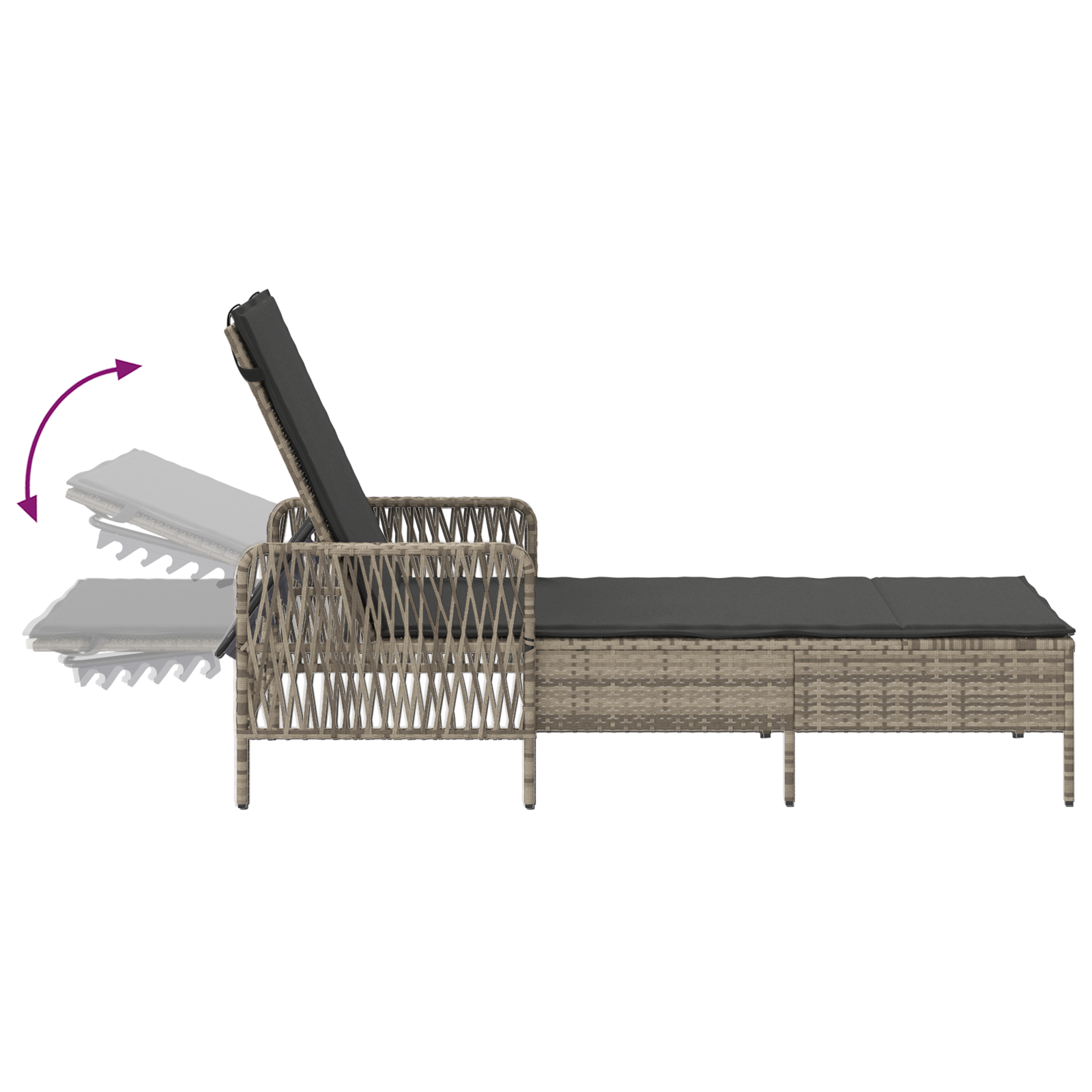 Sonnenliege Hellgrau PE Rattan 157 x 55 x 92 cm Faltbar - Gartenmöbel - Your Garden Eden