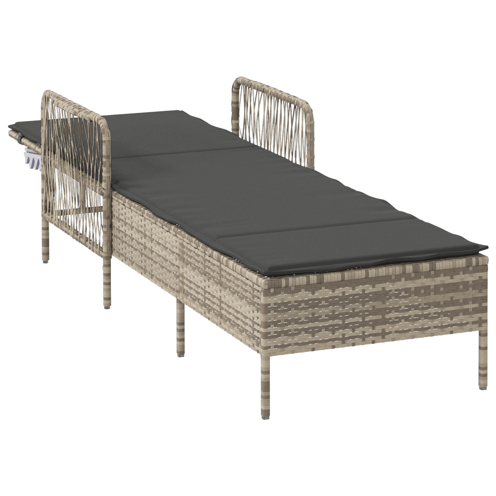Sonnenliege Hellgrau PE Rattan 157 x 55 x 92 cm Faltbar - Gartenmöbel - Your Garden Eden