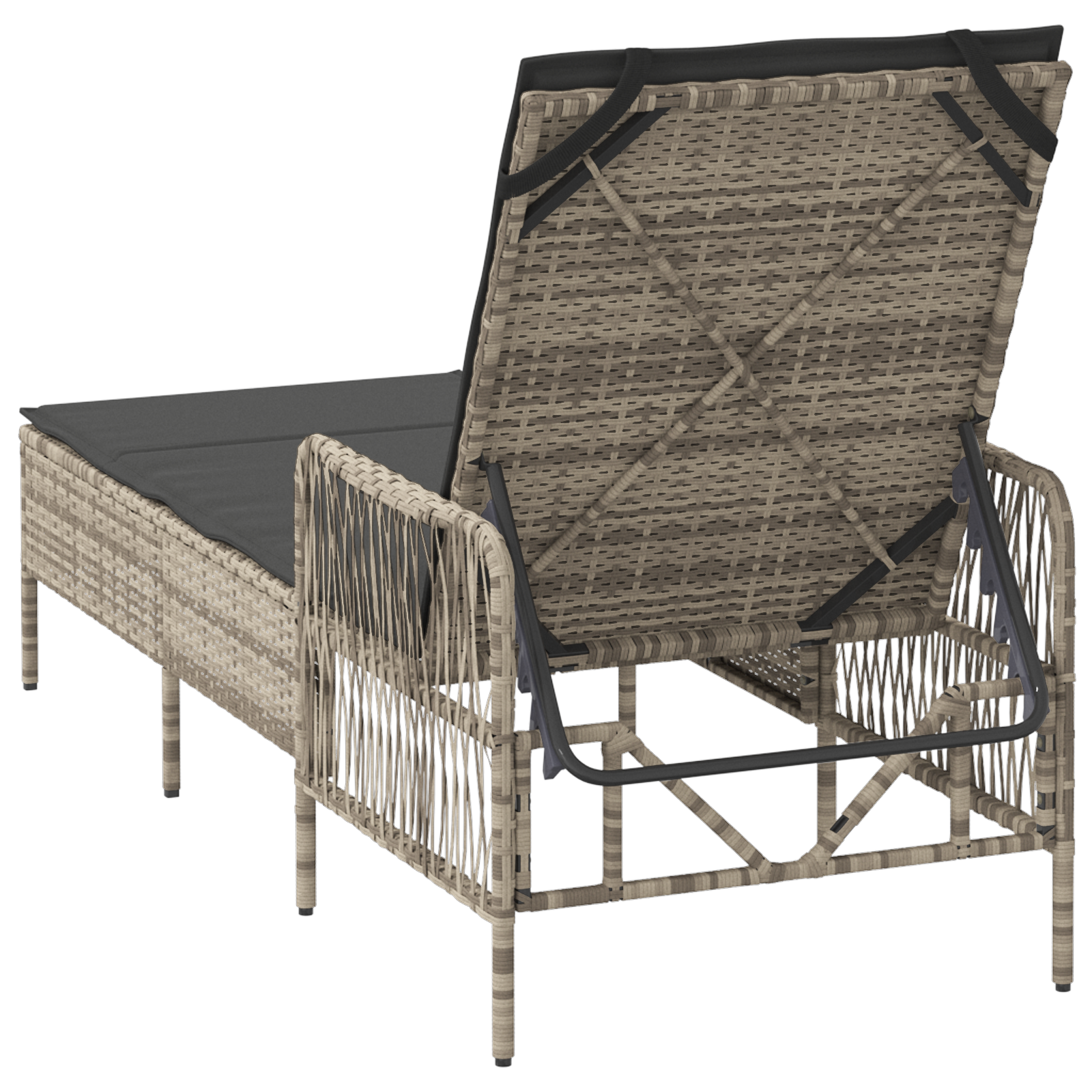 Sonnenliege Hellgrau PE Rattan 157 x 55 x 92 cm Faltbar - Gartenmöbel - Your Garden Eden
