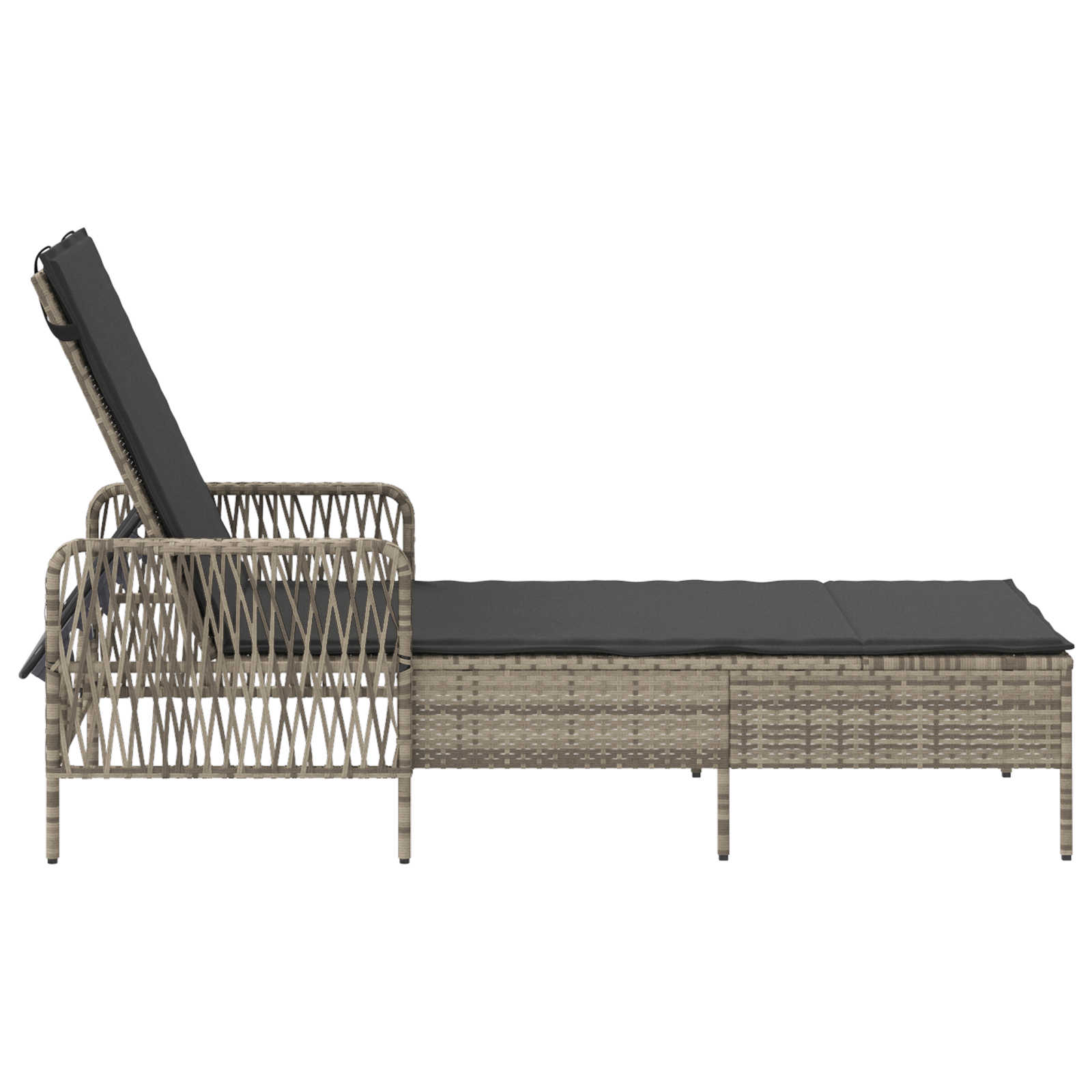 Sonnenliege Hellgrau PE Rattan 157 x 55 x 92 cm Faltbar - Gartenmöbel - Your Garden Eden