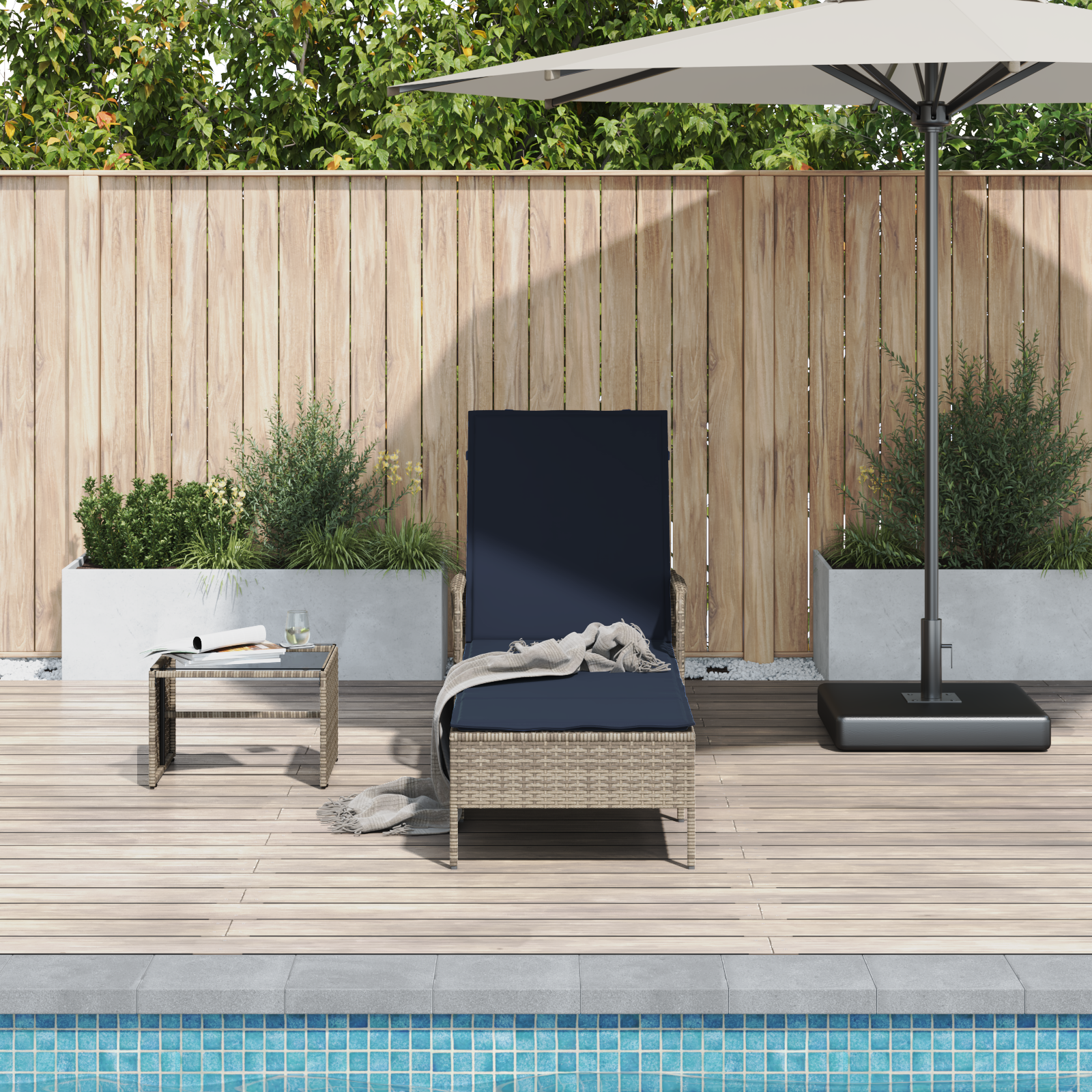 Sonnenliege Grau PE Rattan 157 x 55 x 92 cm Faltbar Sonnenliege - Gartenmöbel - Your Garden Eden