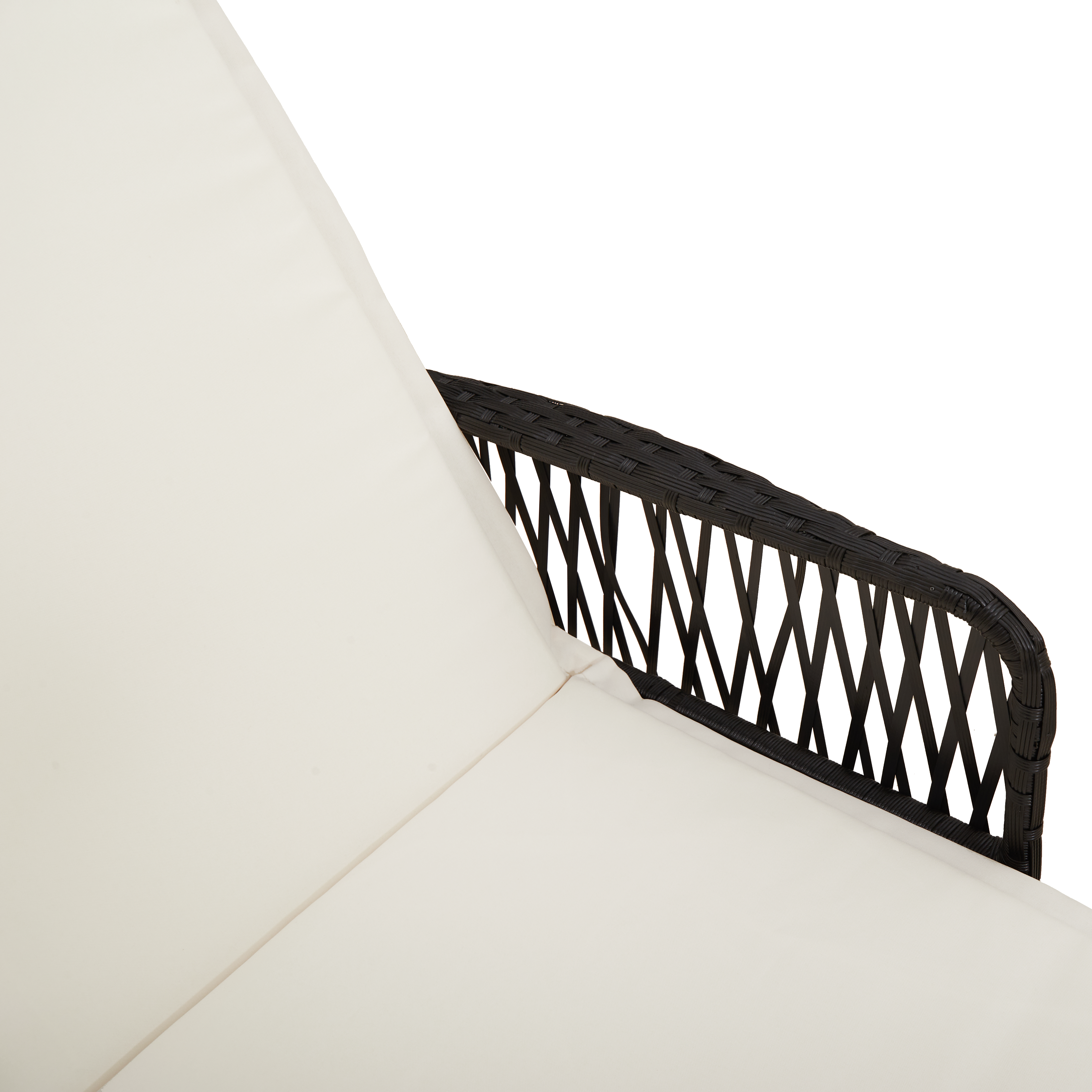 Sun Lounger Set Set of 3 Black and cream white PE rattan, metal - Image 9