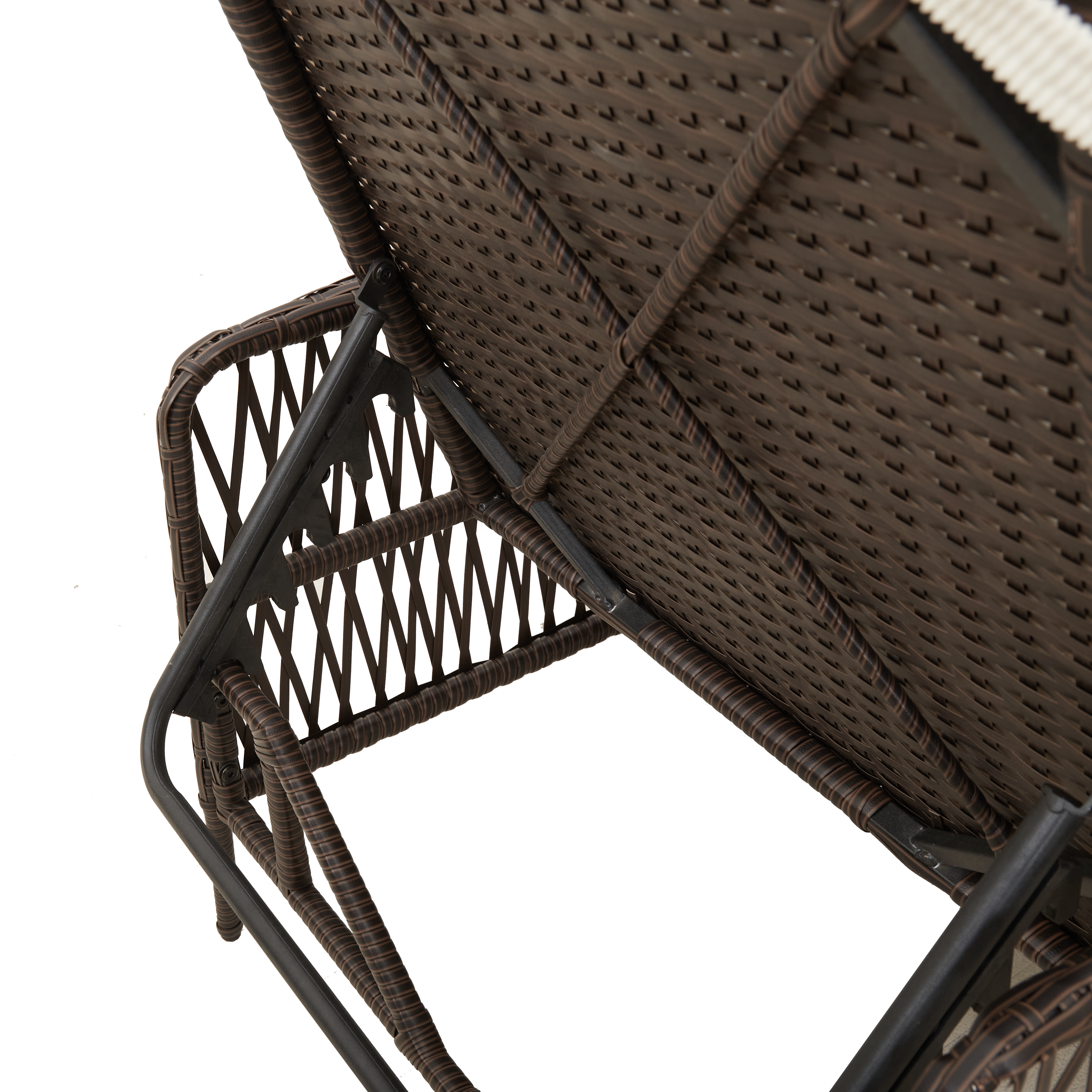 Sonnenliege Set 3-teilig Braun und cremeweiß PE Rattan, Metall - Gartenmöbel - Your Garden Eden