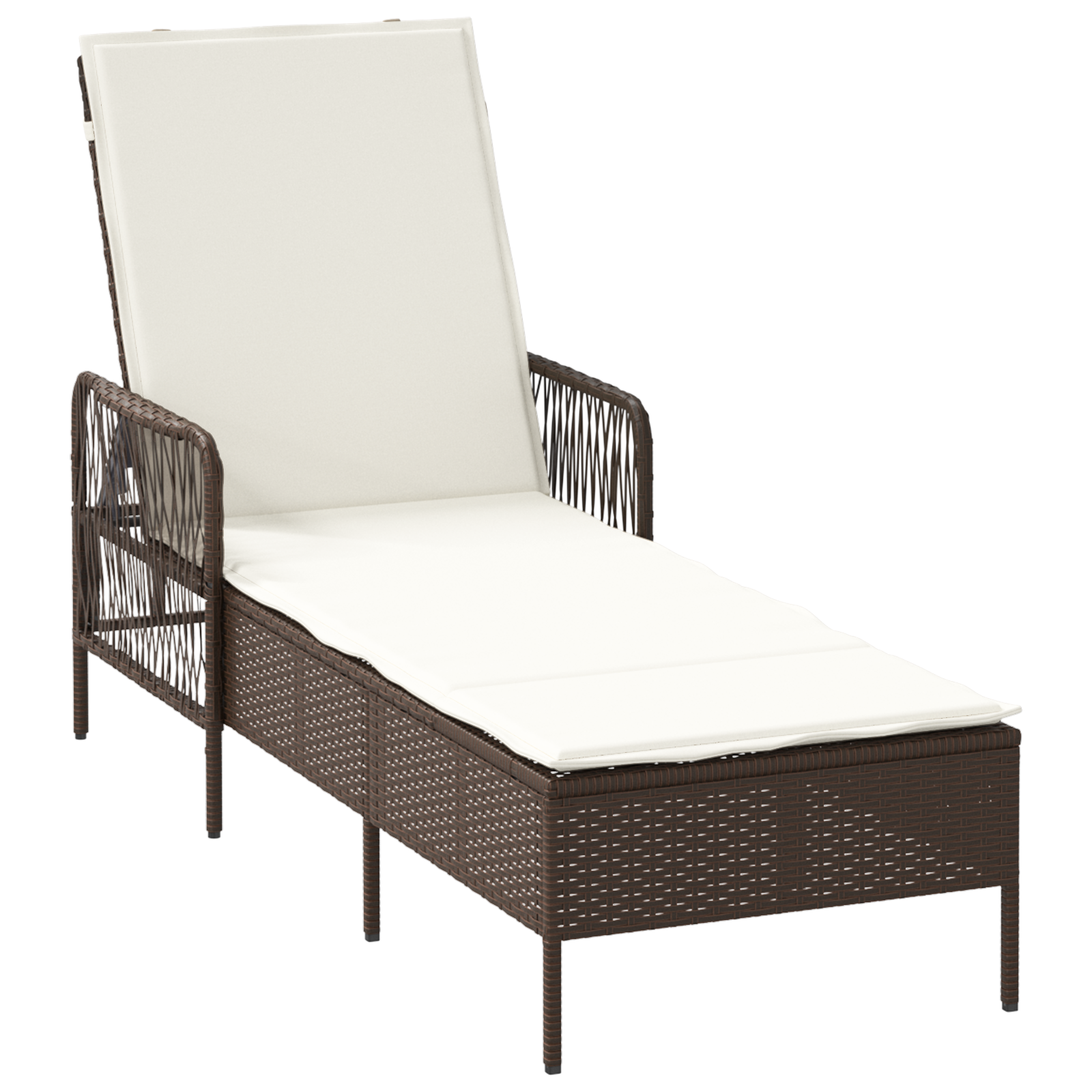 Sonnenliege Set 3-teilig Braun und cremeweiß PE Rattan, Metall - Gartenmöbel - Your Garden Eden
