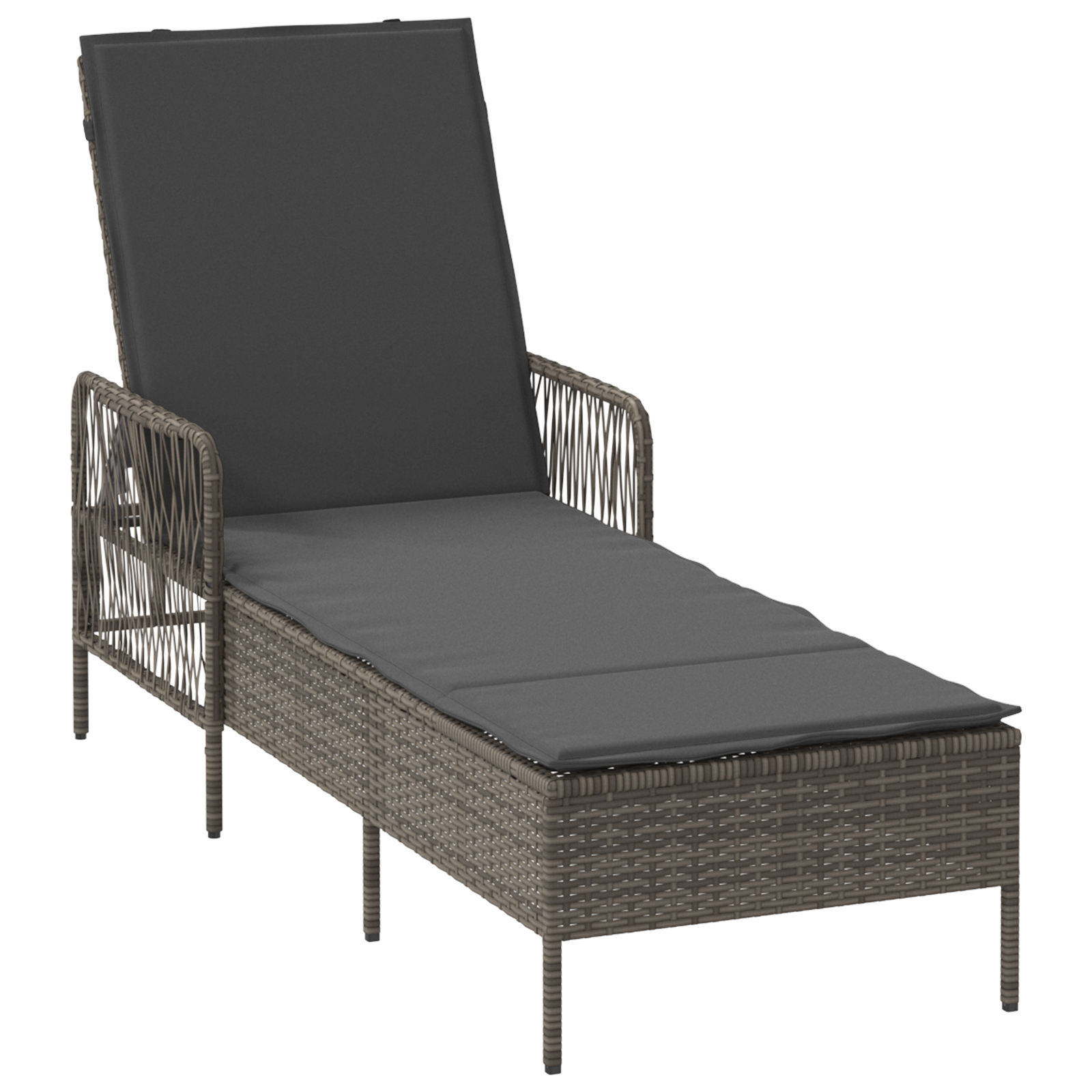 Sonnenliege Set Set aus 3 Grau und Dunkelgrau PE Rattan - Gartenmöbel - Your Garden Eden