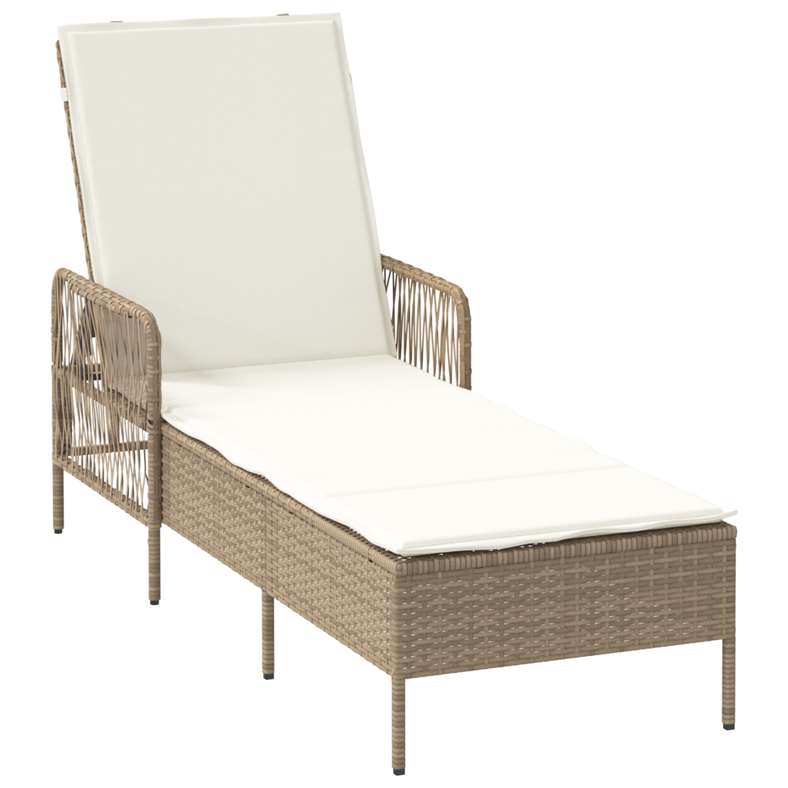 Sun Lounger Set Set of 3 Beige and Cream White PE rattan, metal - Image 5