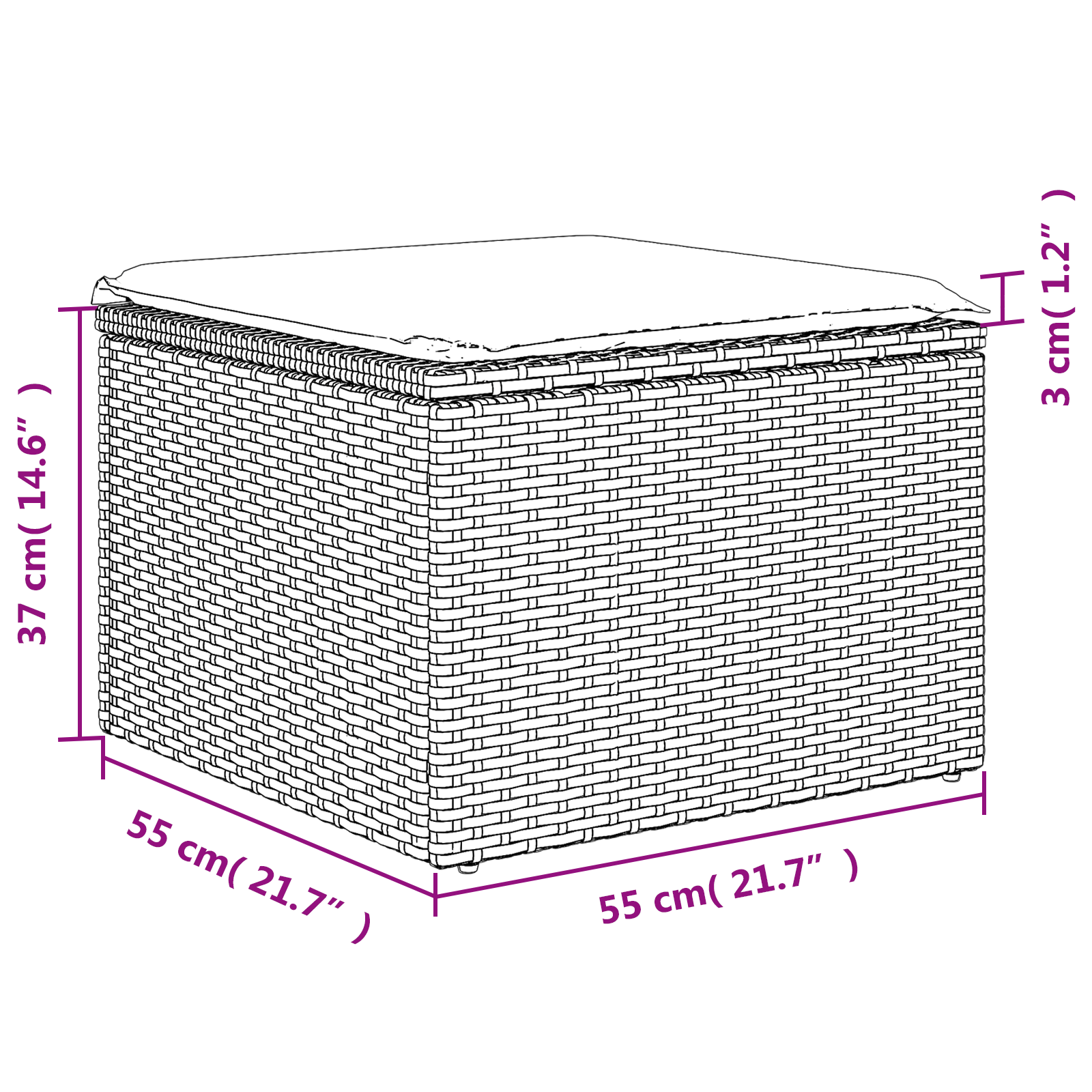 Vrtni stol z blazino Siva 55 x 55 x 37 cm poli ratan - slika 12