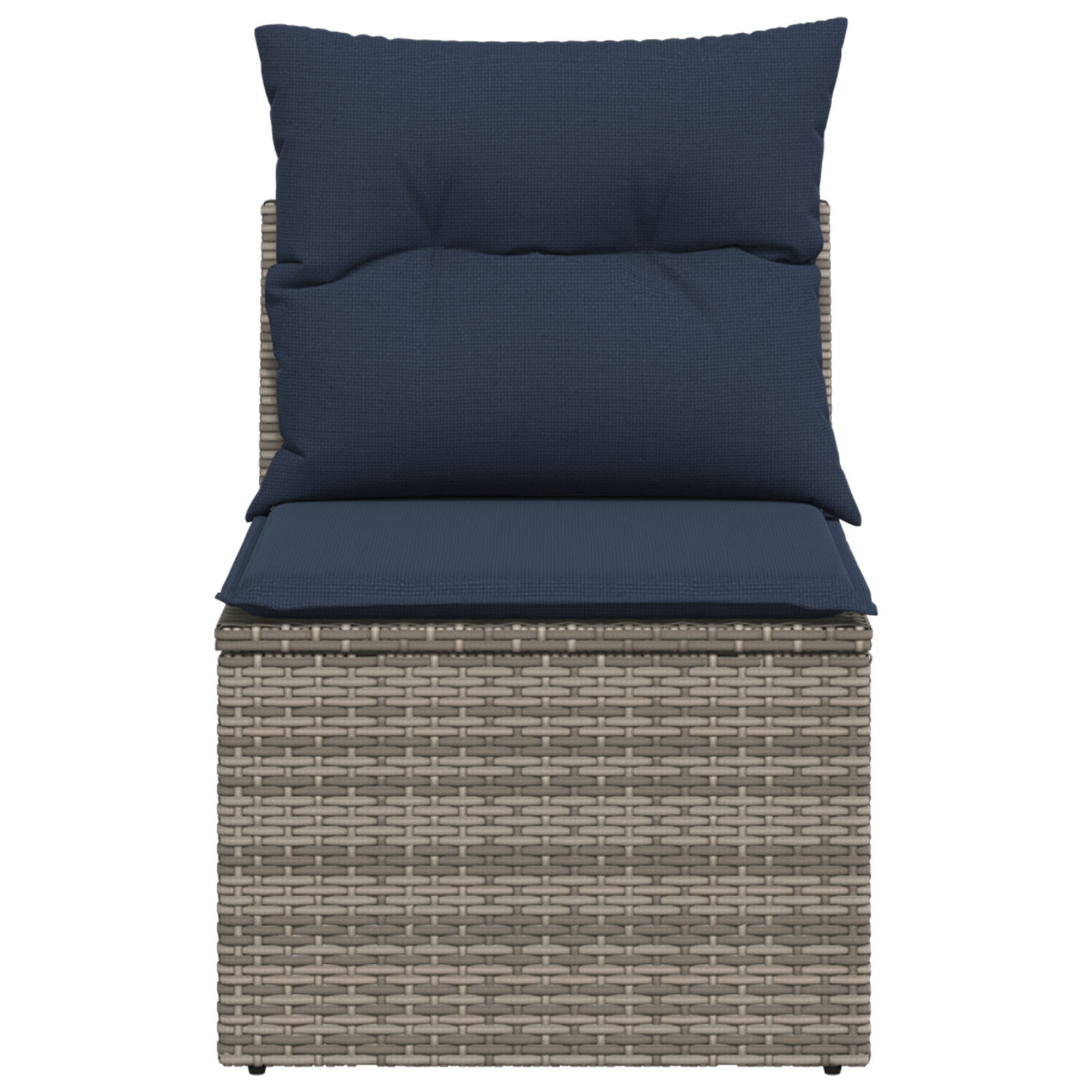Garden Sofa Navy Blue Rattan, Polyester Medium Seats 2 - Image 2