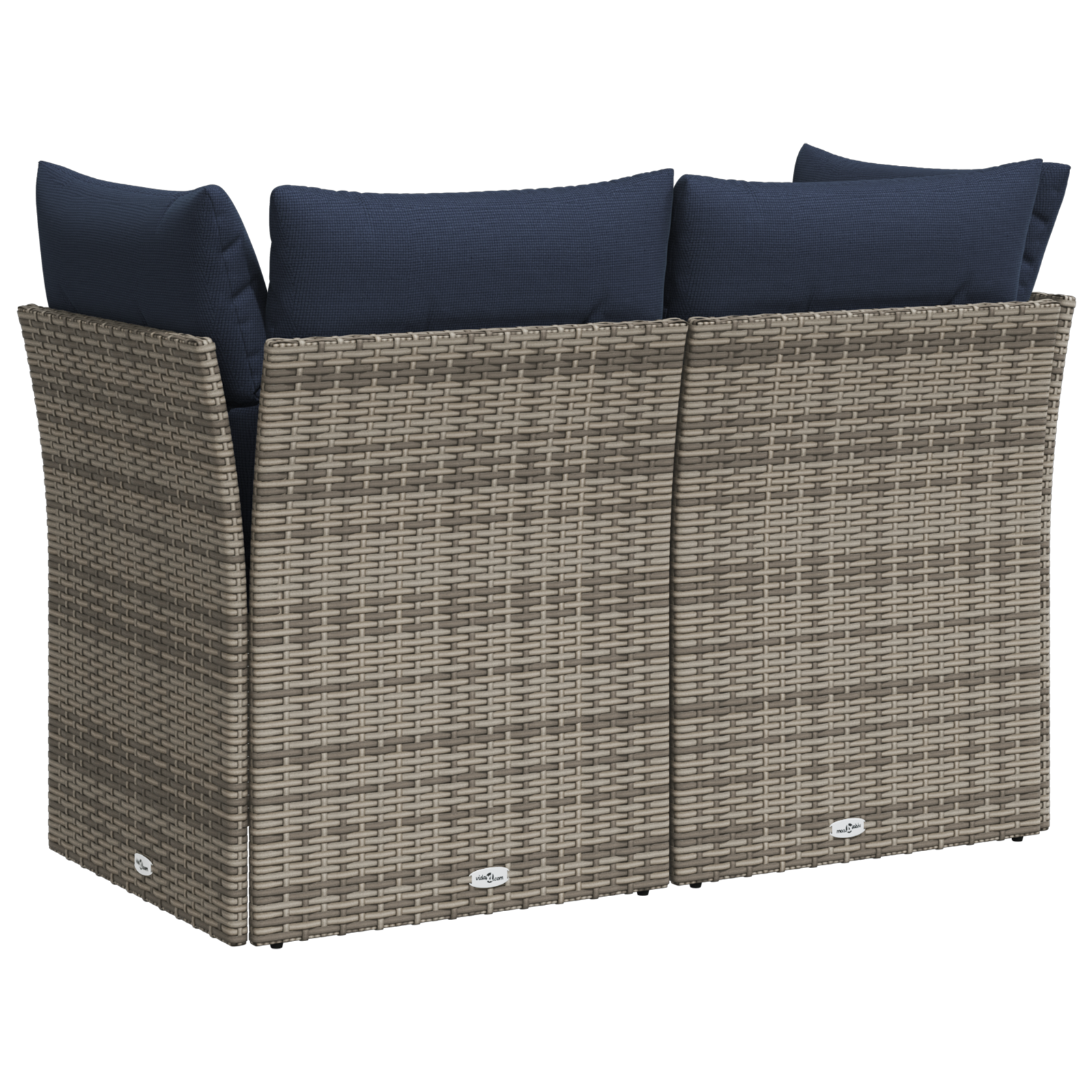 Garden Sofa Beige, Navy Blue Wicker, Polyester Standard - Image 4