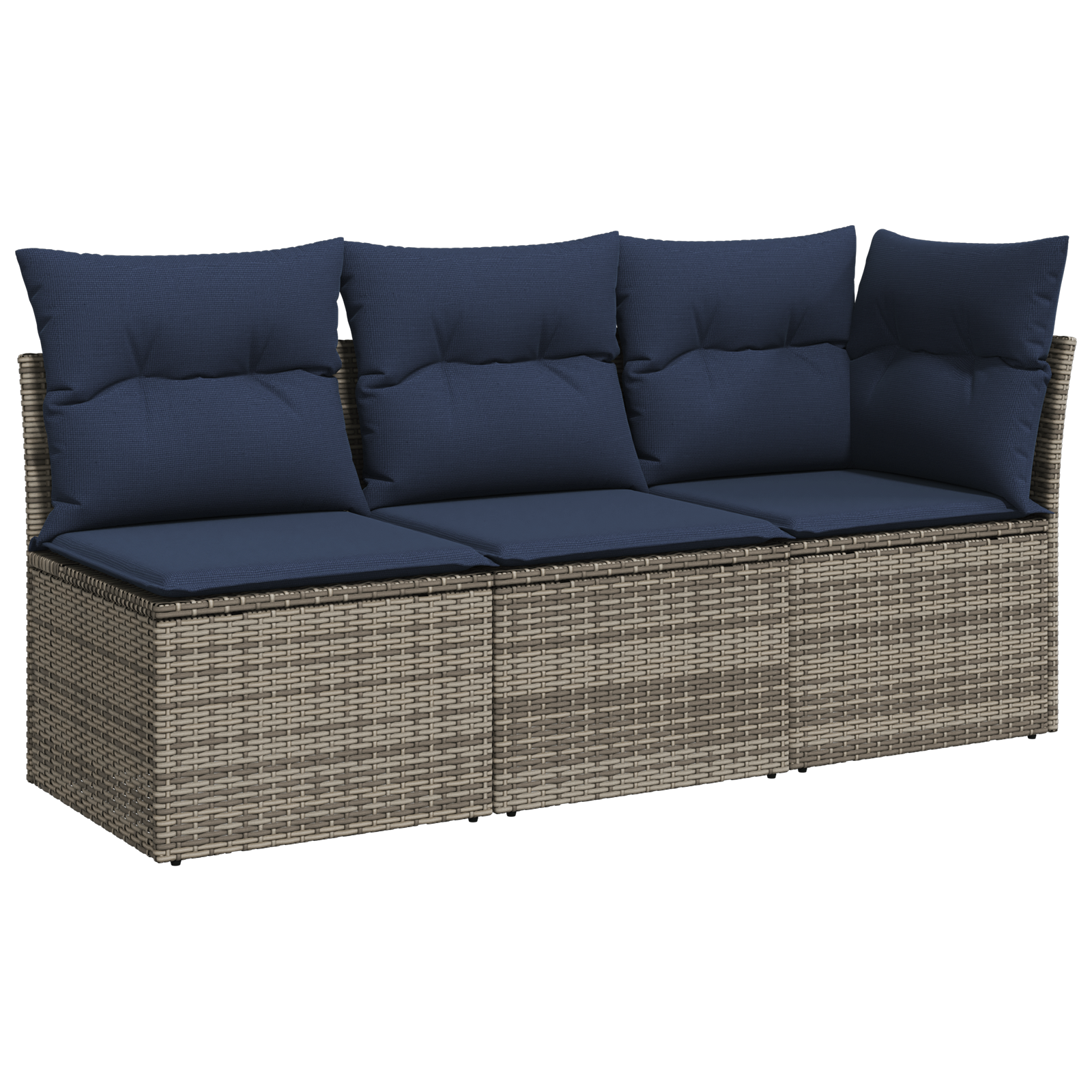 Garden Sofa with Cushions 3-Seater Grey Poly Rattan - Image 2