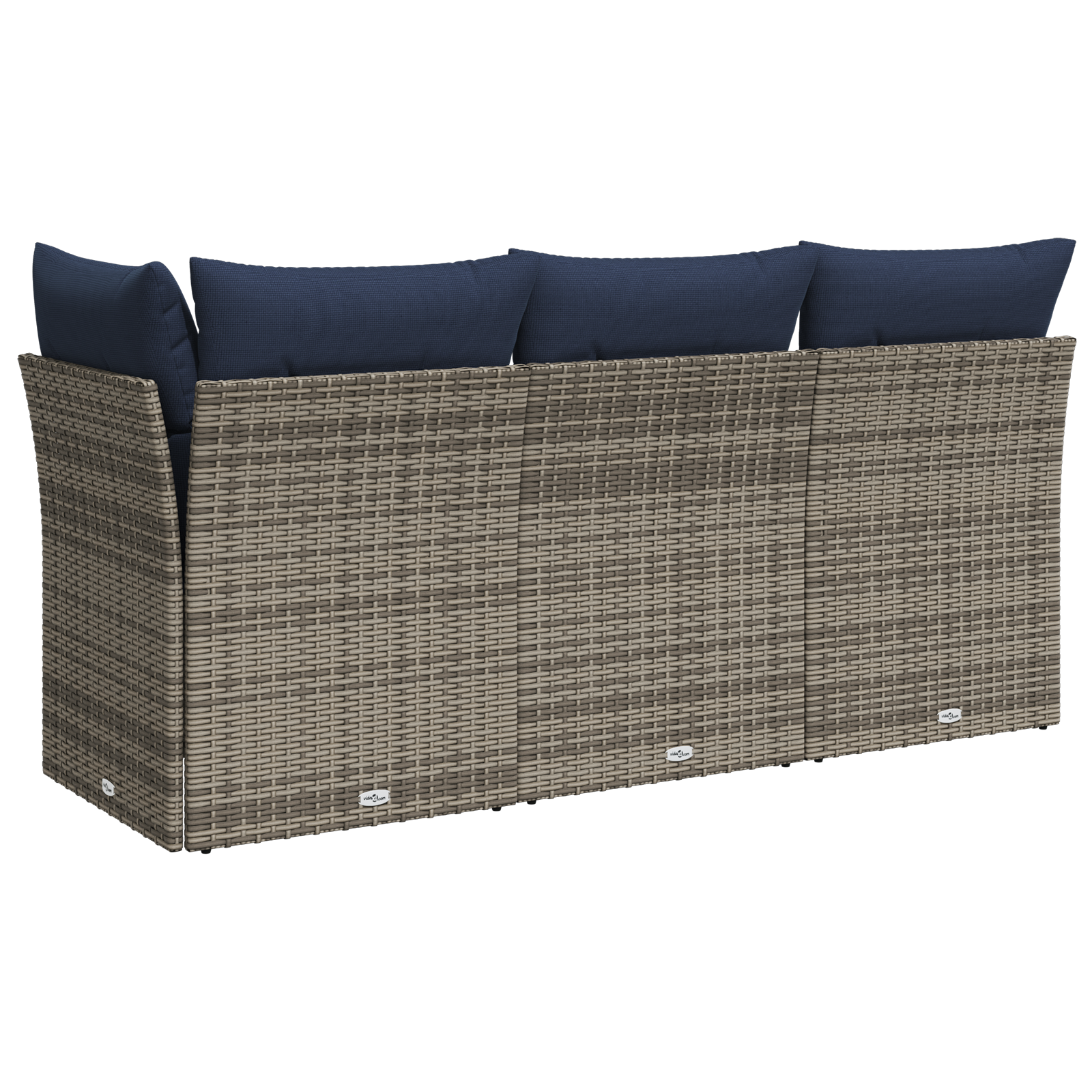Garden Sofa with Cushions 3-Seater Grey Poly Rattan - Image 6