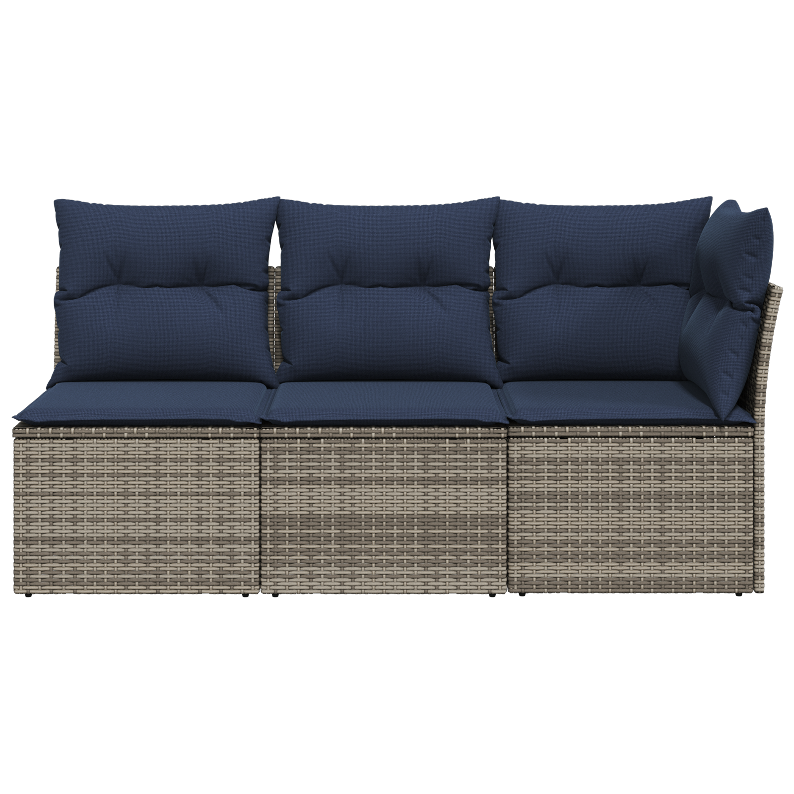 Garden Sofa with Cushions 3-Seater Grey Poly Rattan - Image 4