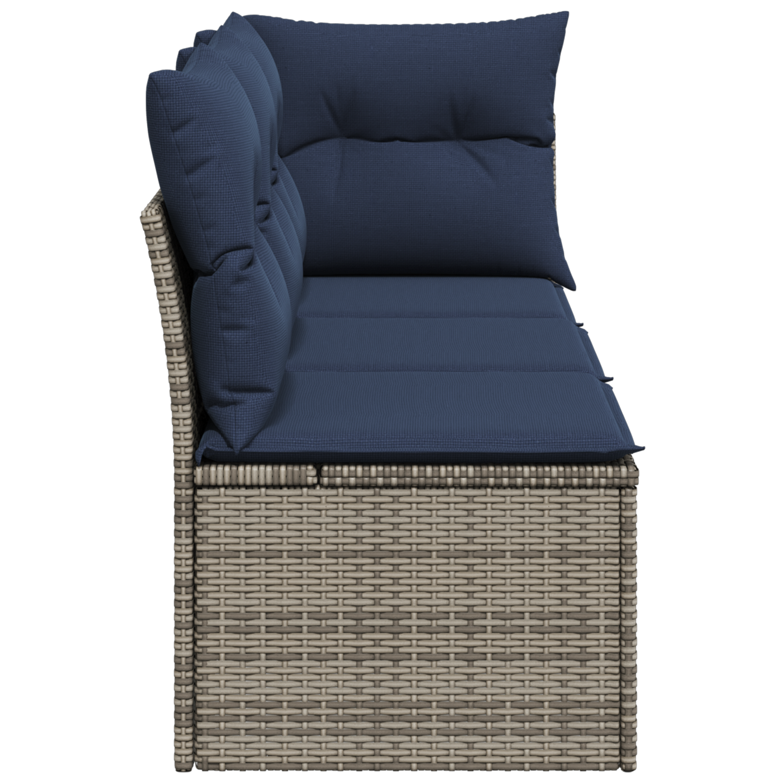 Garden Sofa with Cushions 3-Seater Grey Poly Rattan - Image 5