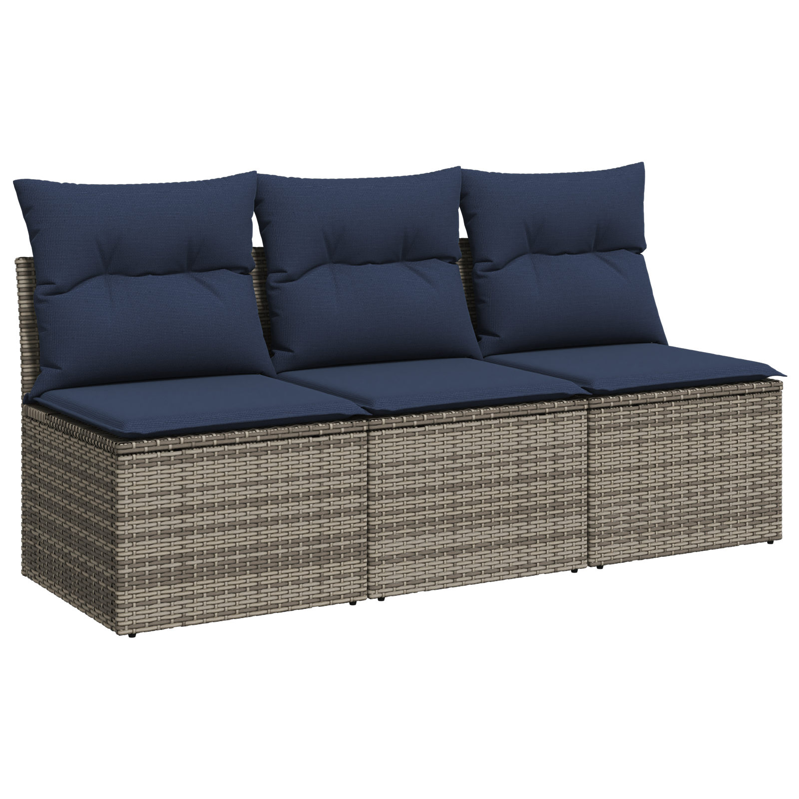 Garden Sofa Dark Blue Rattan, Polyester Large - Image 2