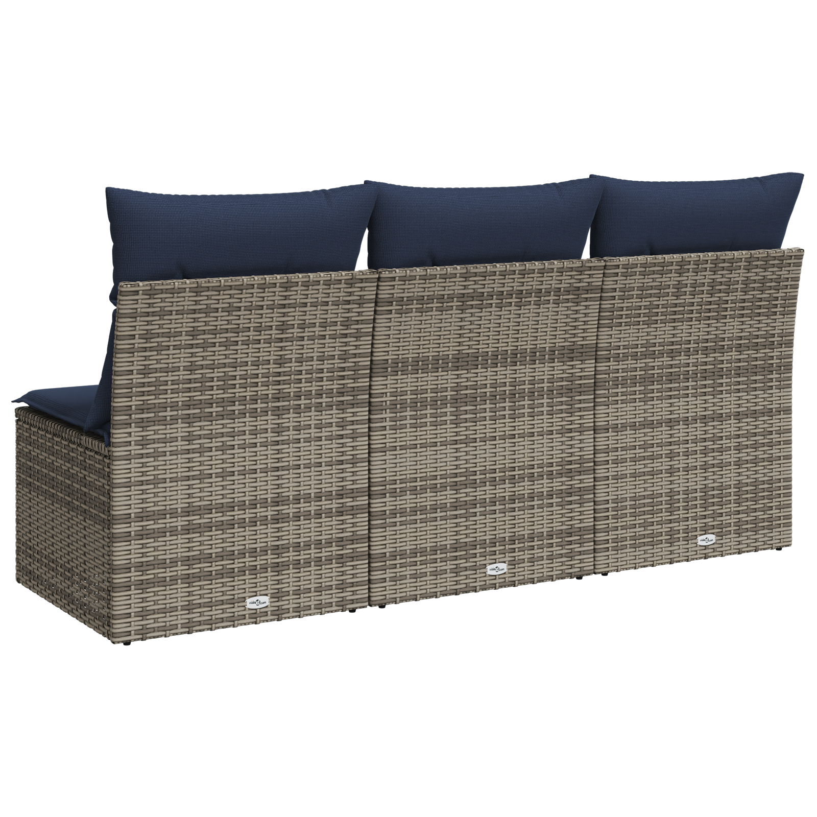 Garden Sofa Dark Blue Rattan, Polyester Large - Image 6