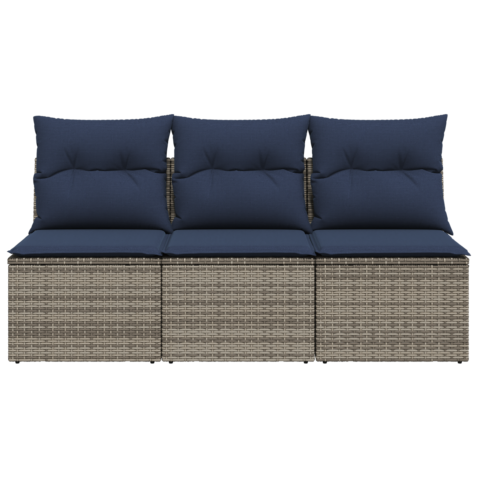Garden Sofa Dark Blue Rattan, Polyester Large - Image 4
