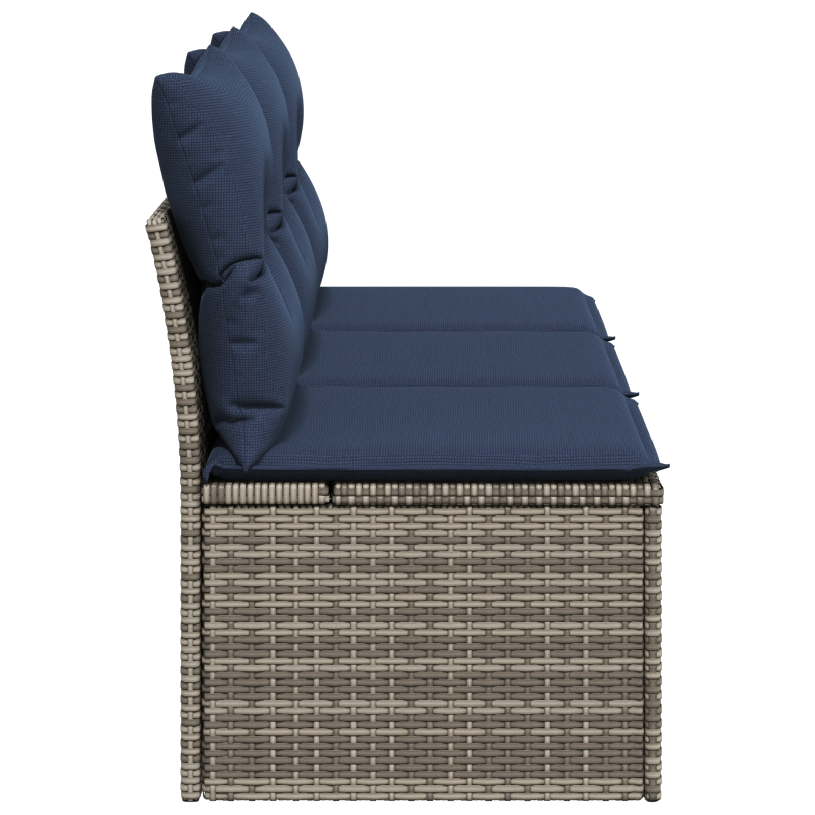Garden Sofa Dark Blue Rattan, Polyester Large - Image 5