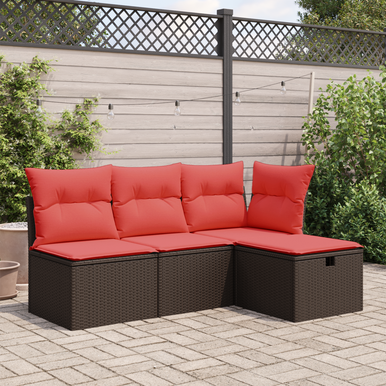 Gartenhocker mit Kissen Braun 55x55x37 cm Poly Rattan - gartenmoebel-hocker - Your Garden Eden