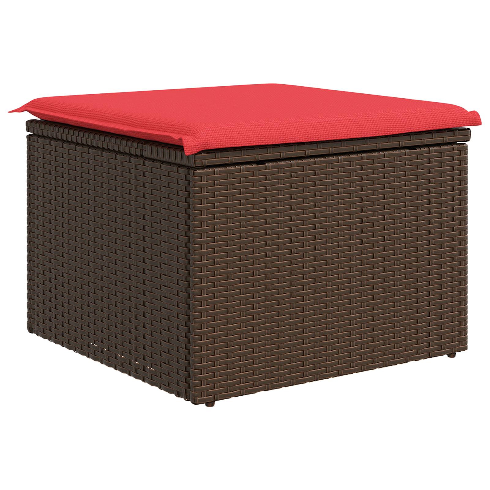 Gartenhocker mit Kissen Braun 55x55x37 cm Poly Rattan - gartenmoebel-hocker - Your Garden Eden