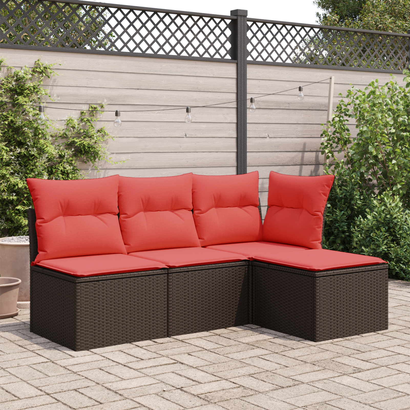 Gartenhocker mit Kissen Braun 55x55x37 cm Poly Rattan - Your Garden Eden