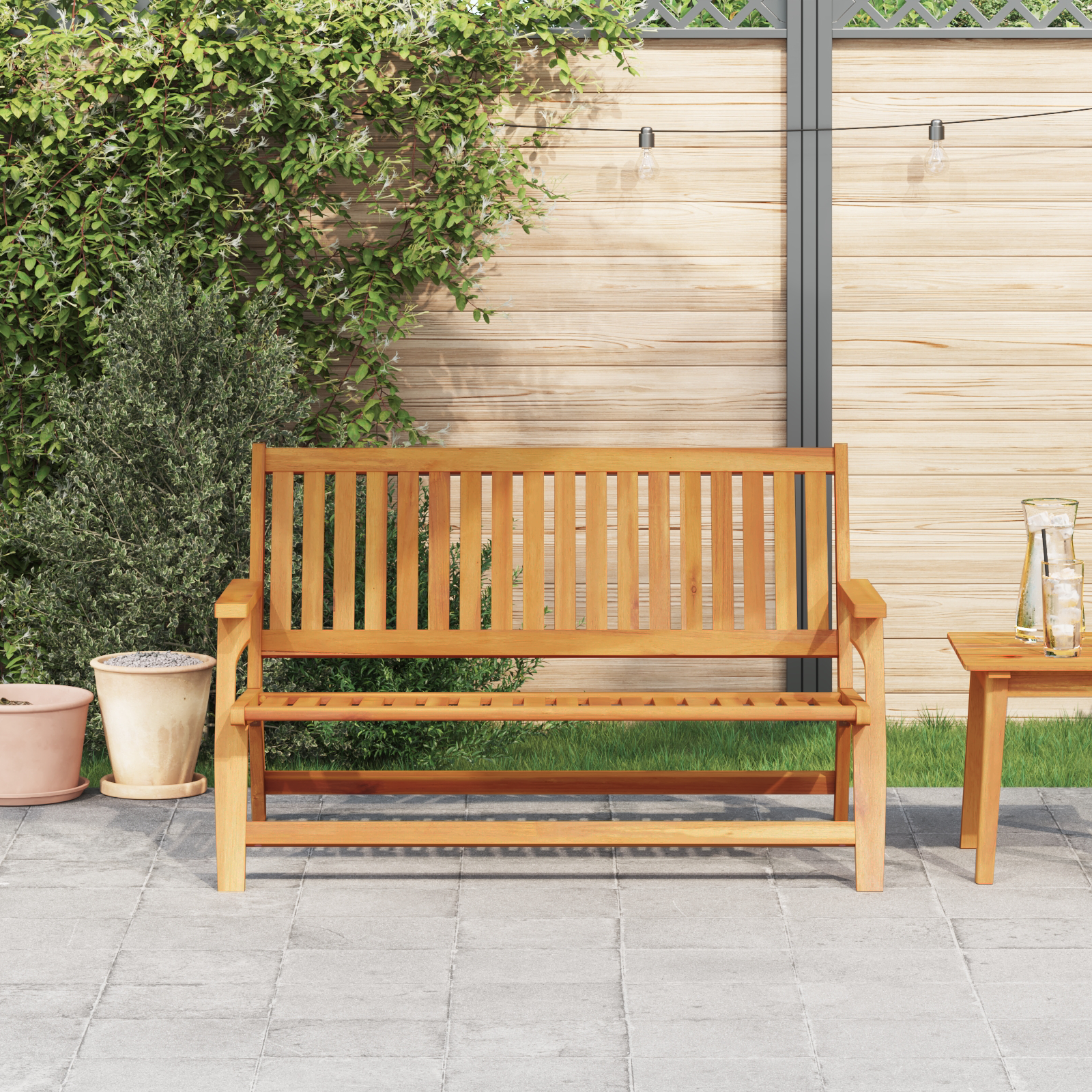 Garden Bench 122.5x77x74 cm Solid Acacia Wood - Image 3