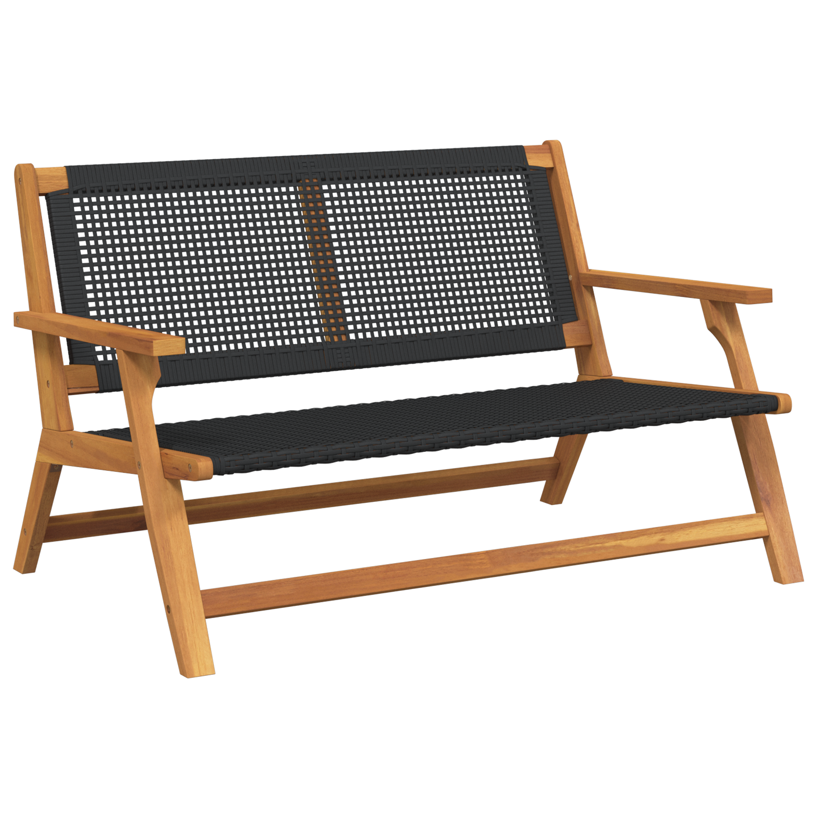 Garden Bench Black 122x76x73,5 cm Solid Wood Acacia - Image 2
