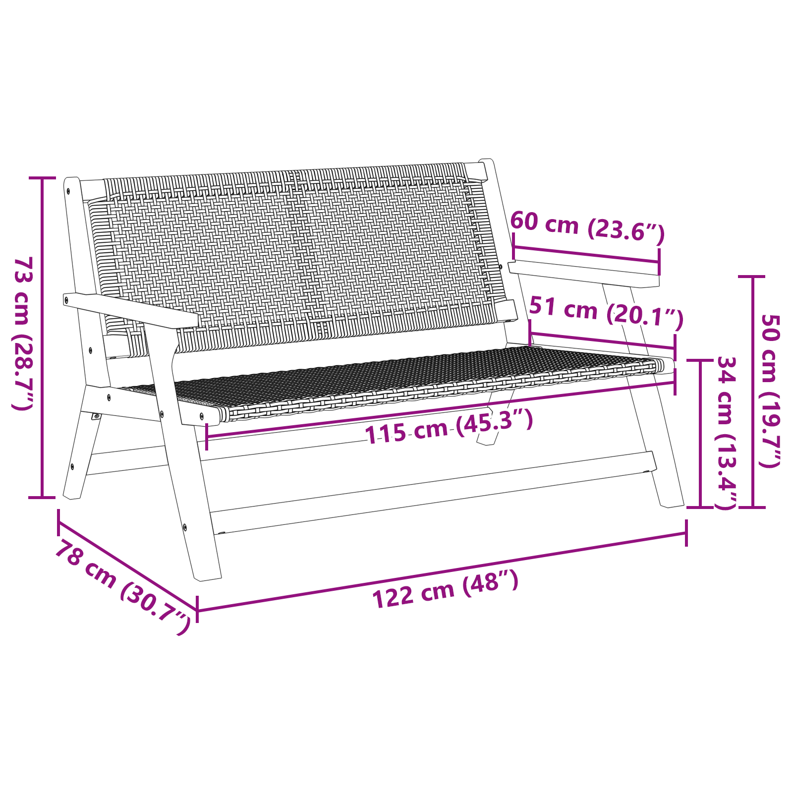 Garden Bench Grey 122x76x73.5 cm Solid Wood Acacia - Image 10
