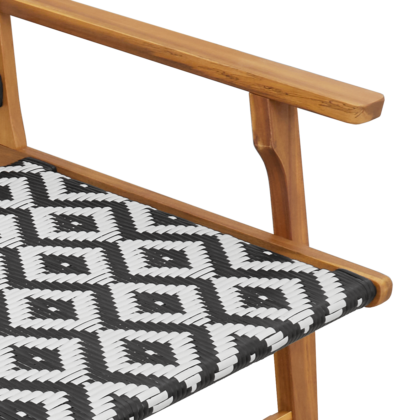 Garden Bench Black and White 122x76x73.5 cm Solid Wood Acacia - Image 7