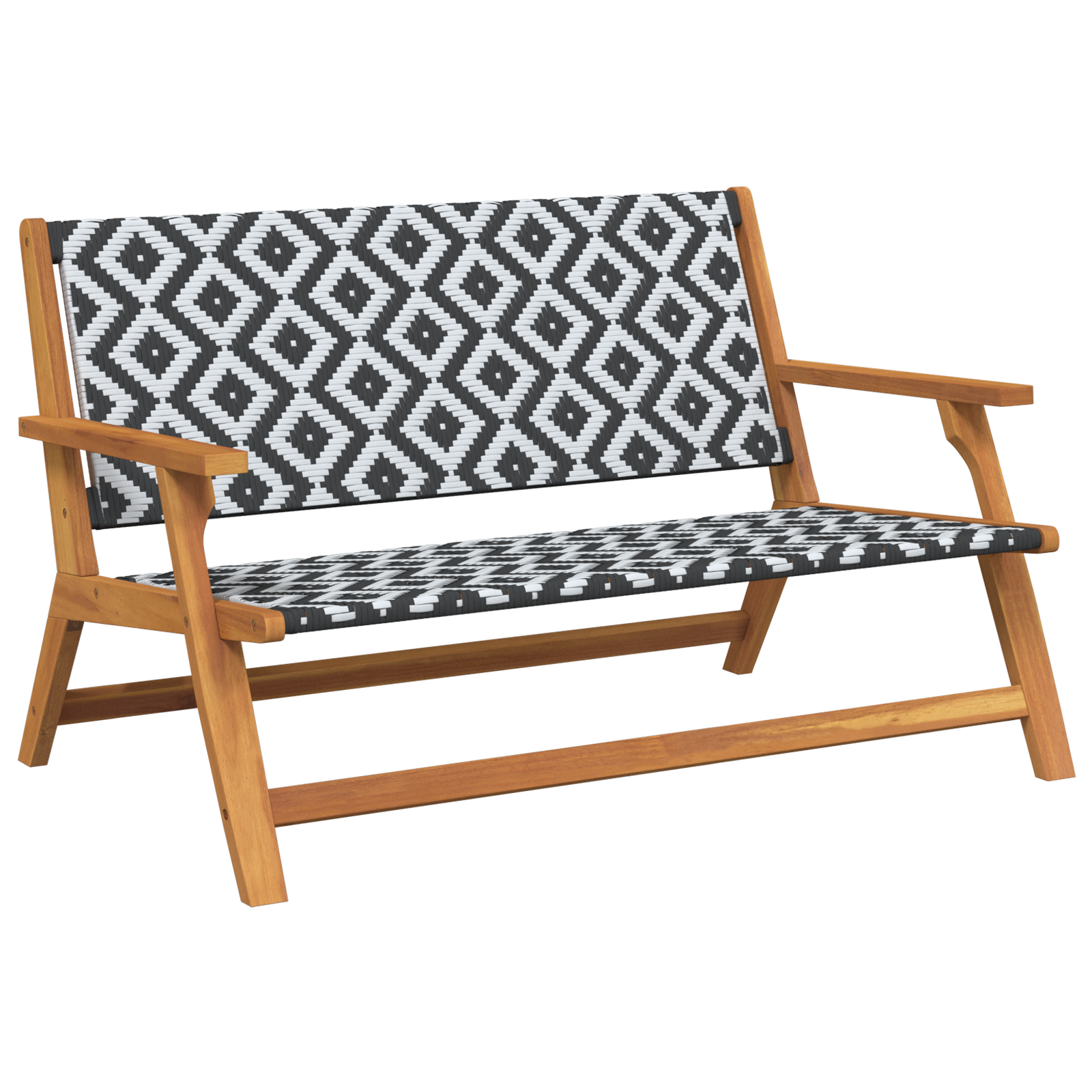 Garden Bench Black and White 122x76x73.5 cm Solid Wood Acacia - Image 2