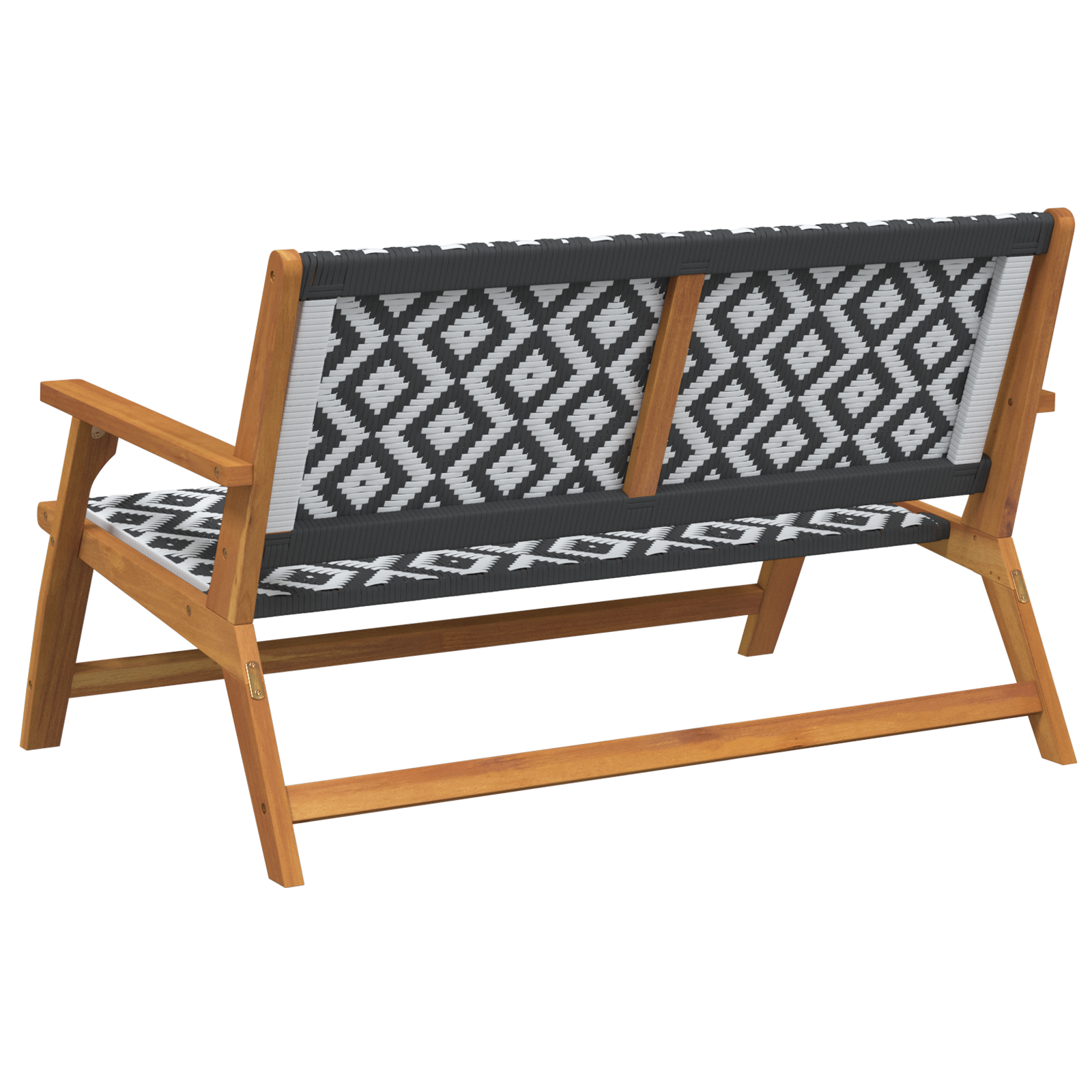 Garden Bench Black and White 122x76x73.5 cm Solid Wood Acacia - Image 4