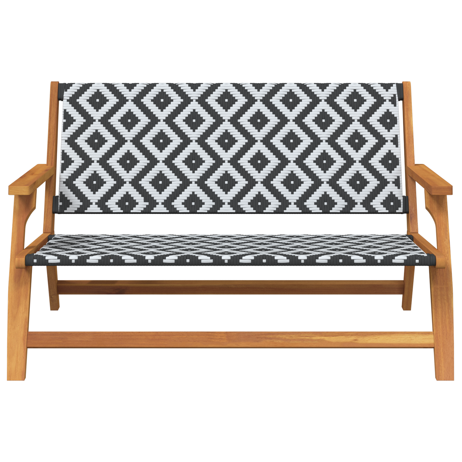 Garden Bench Black and White 122x76x73.5 cm Solid Wood Acacia - Image 5