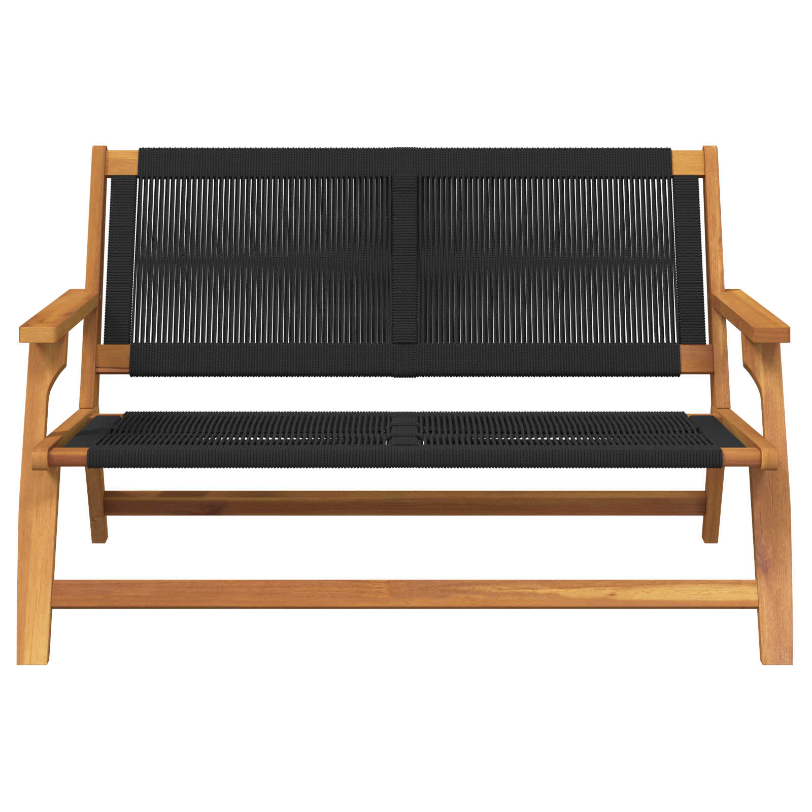 Garden Bench Black 76x122x73 cm Solid Wood Acacia - Image 5