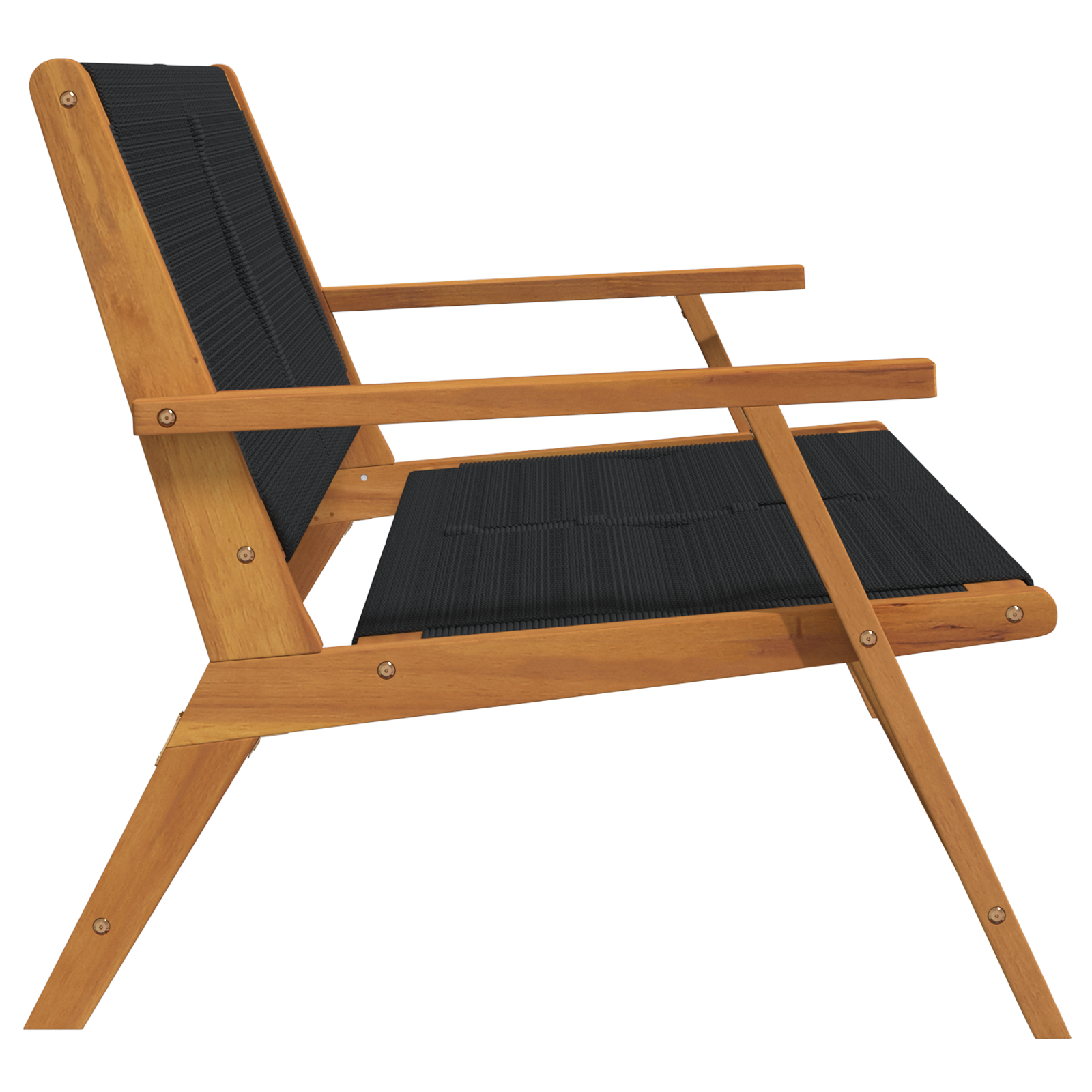 Garden Bench Black 76x122x73 cm Solid Wood Acacia - Image 6
