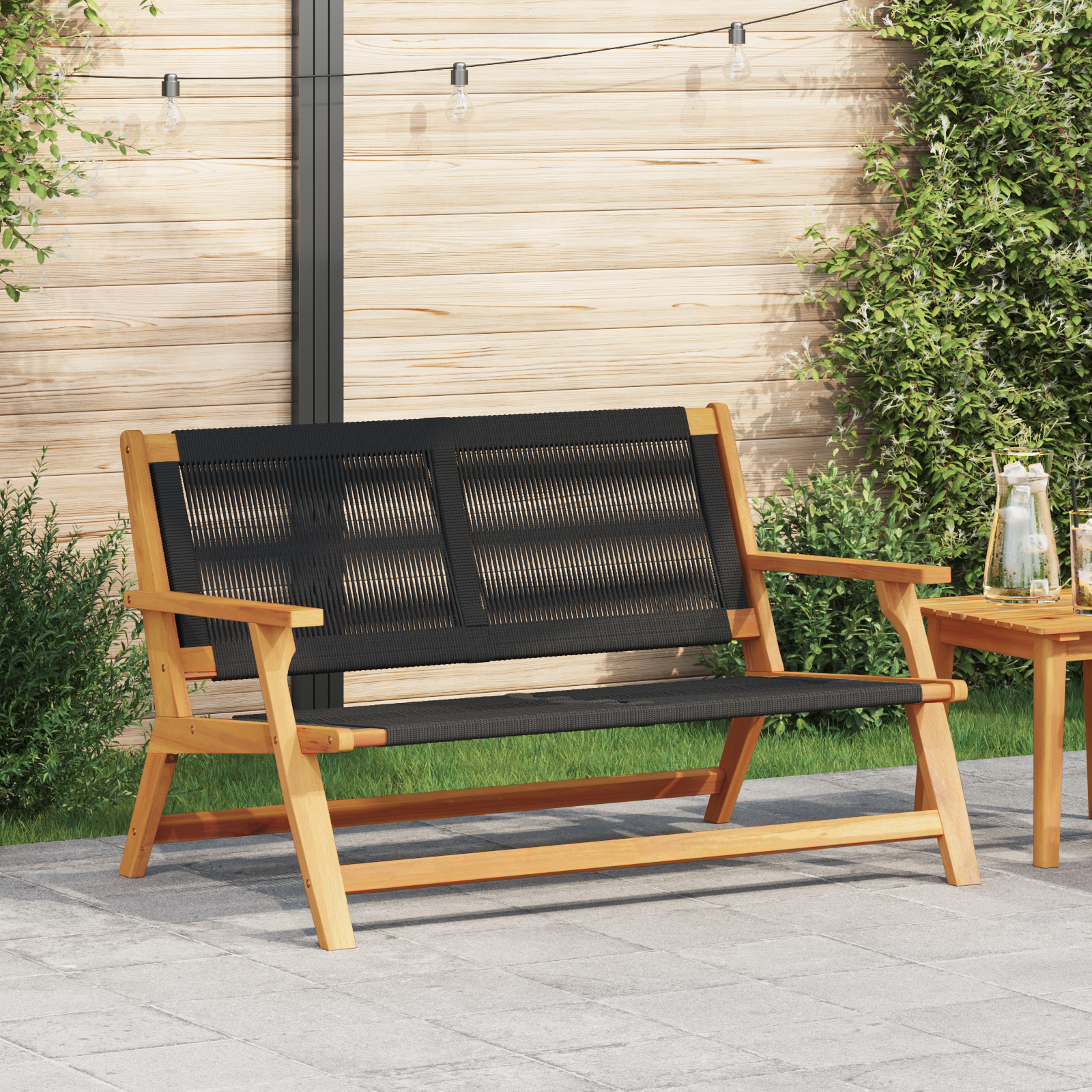 Zwarte Tuinbank 76x122x73 cm van Massief Acaciahout