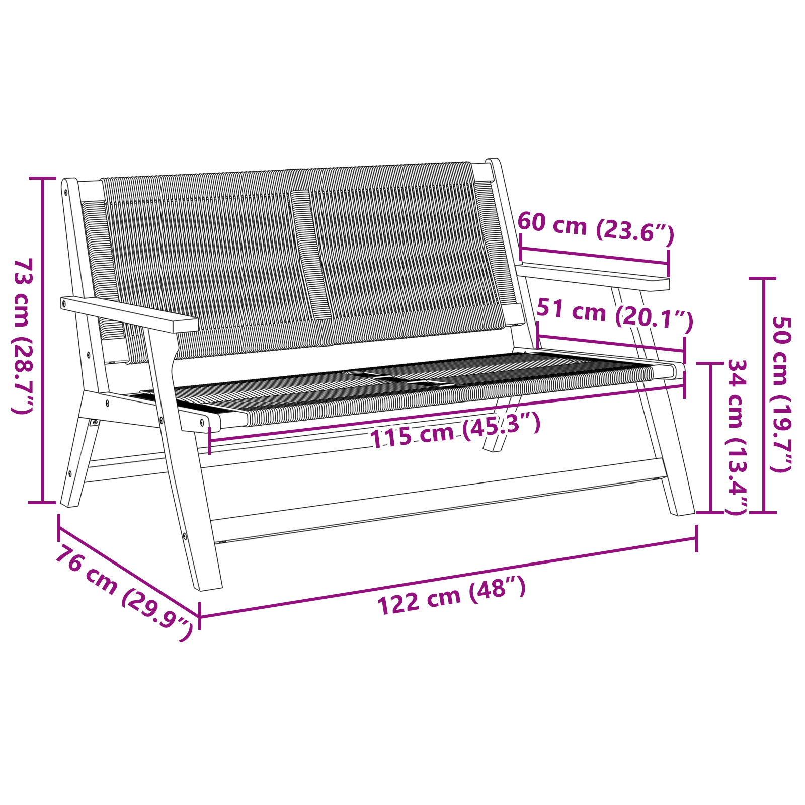 Garden Bench Grey 76x122x73 cm Solid Wood Acacia - Image 10