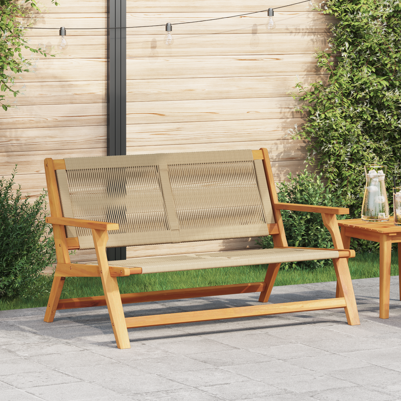 Garden Bench Beige 76x122x73 cm Solid Wood Acacia
