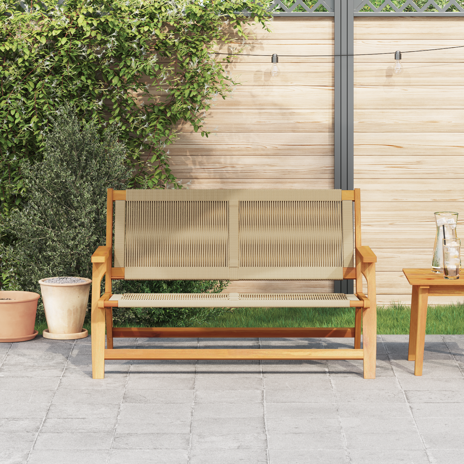 Thumbnail - vidaXL Gartenbank Beige 76x122x73 cm Massivholz Akazie