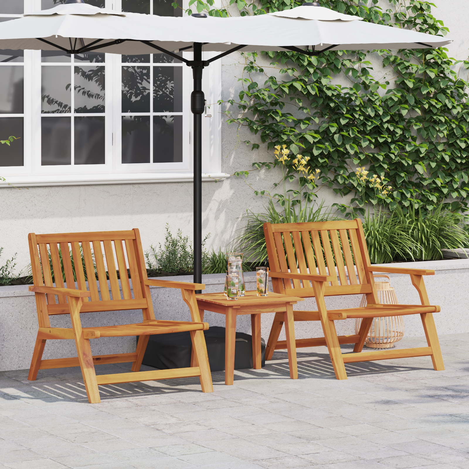 Garden Chairs 2 pcs 76x67x73.5 cm Solid Wood Acacia