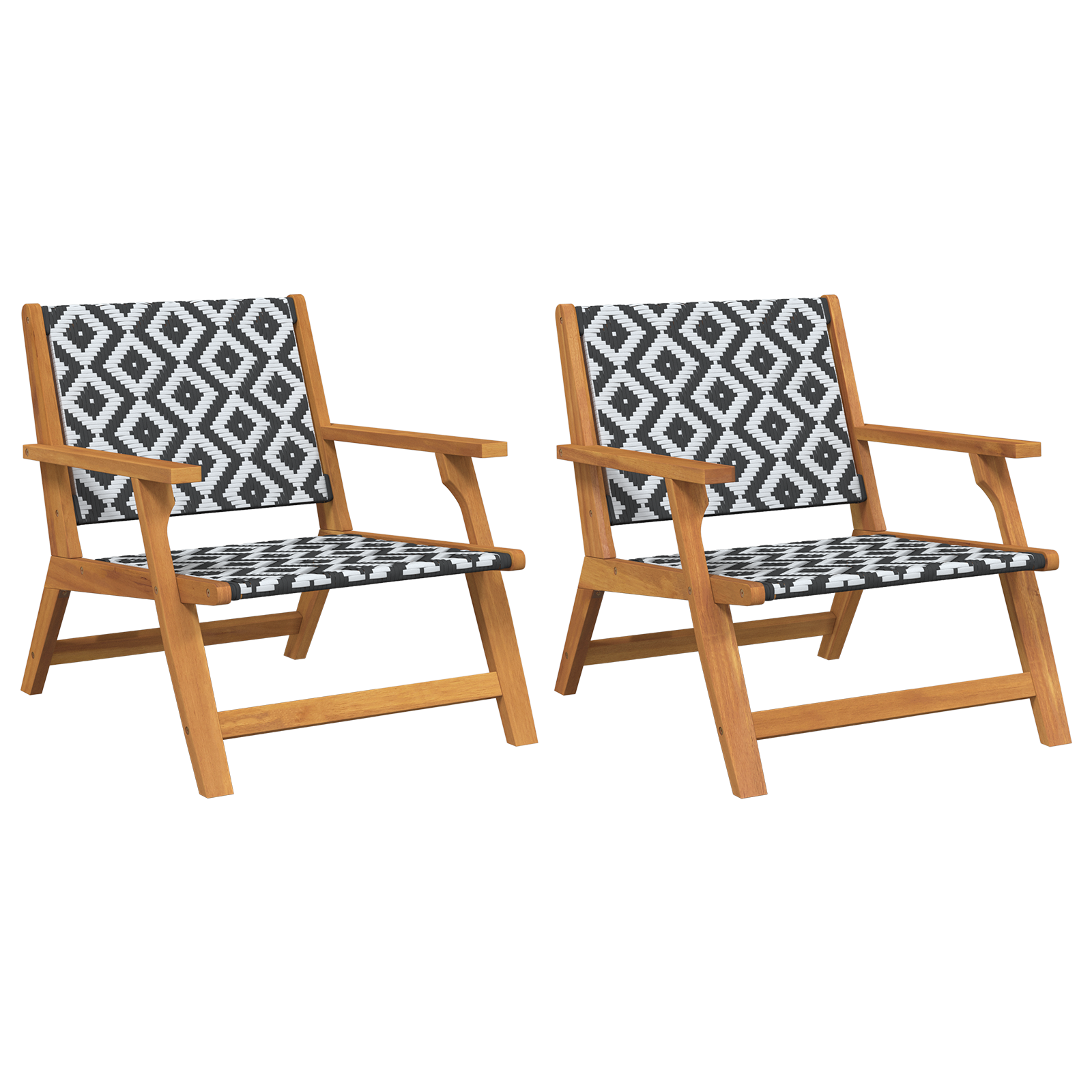 Garden Chairs 2 pcs Black and White 76x67x73 cm Solid Wood Acacia - Image 2