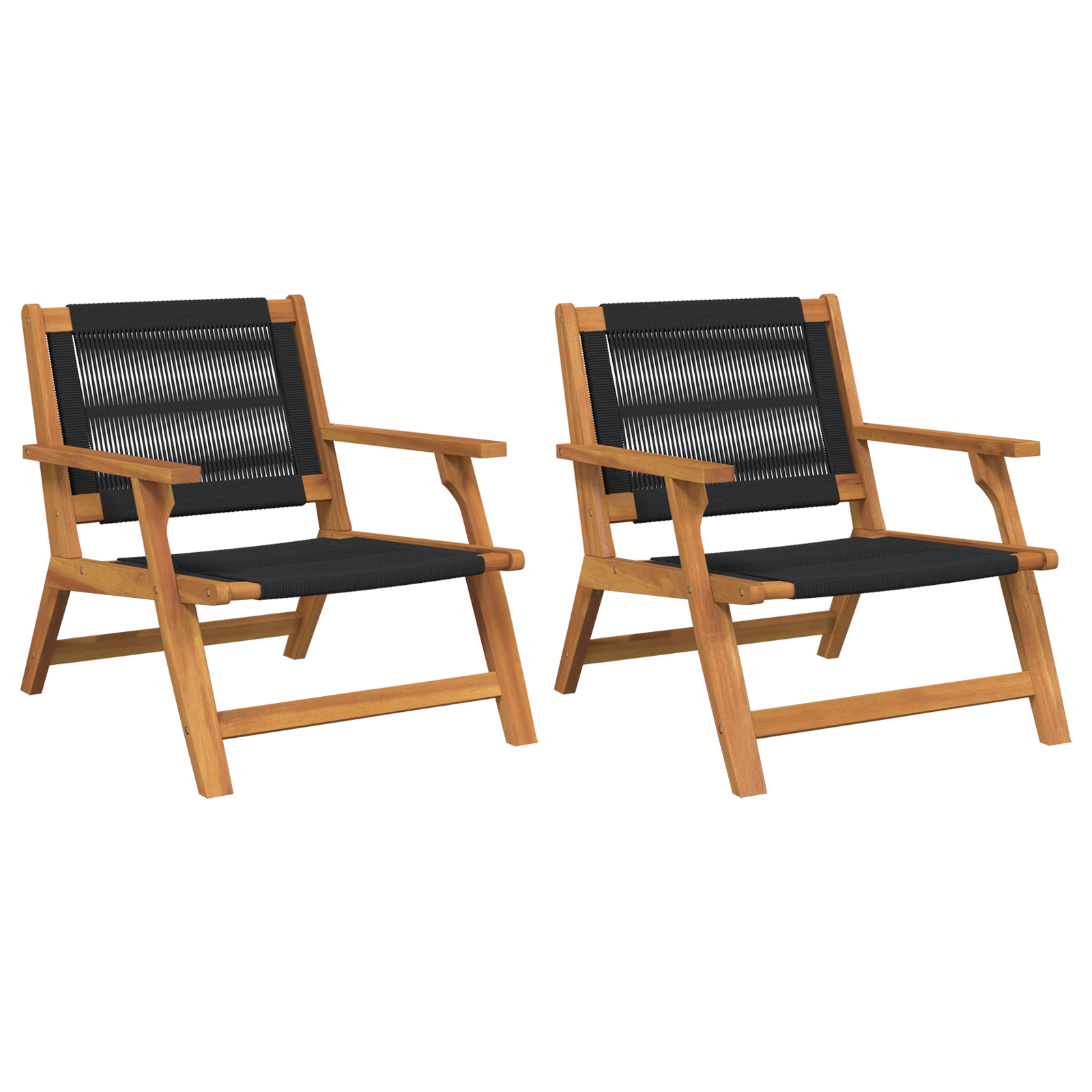 Garden Chairs 2 pcs Black 67x77x73 cm Solid Wood Acacia - Image 2