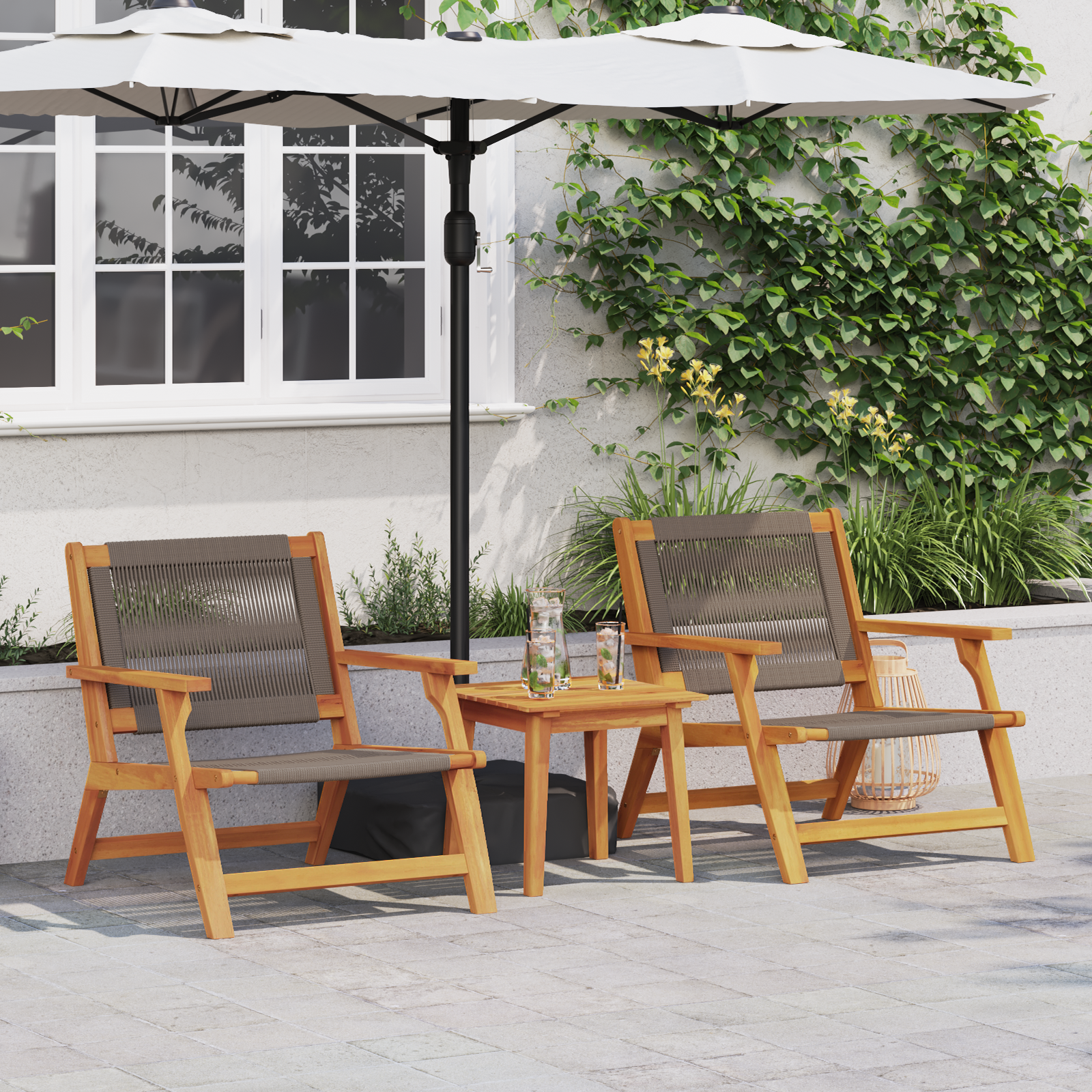Tuinstoelen 2 stuks Grijs 67x78x73 cm Massief Acaciahout